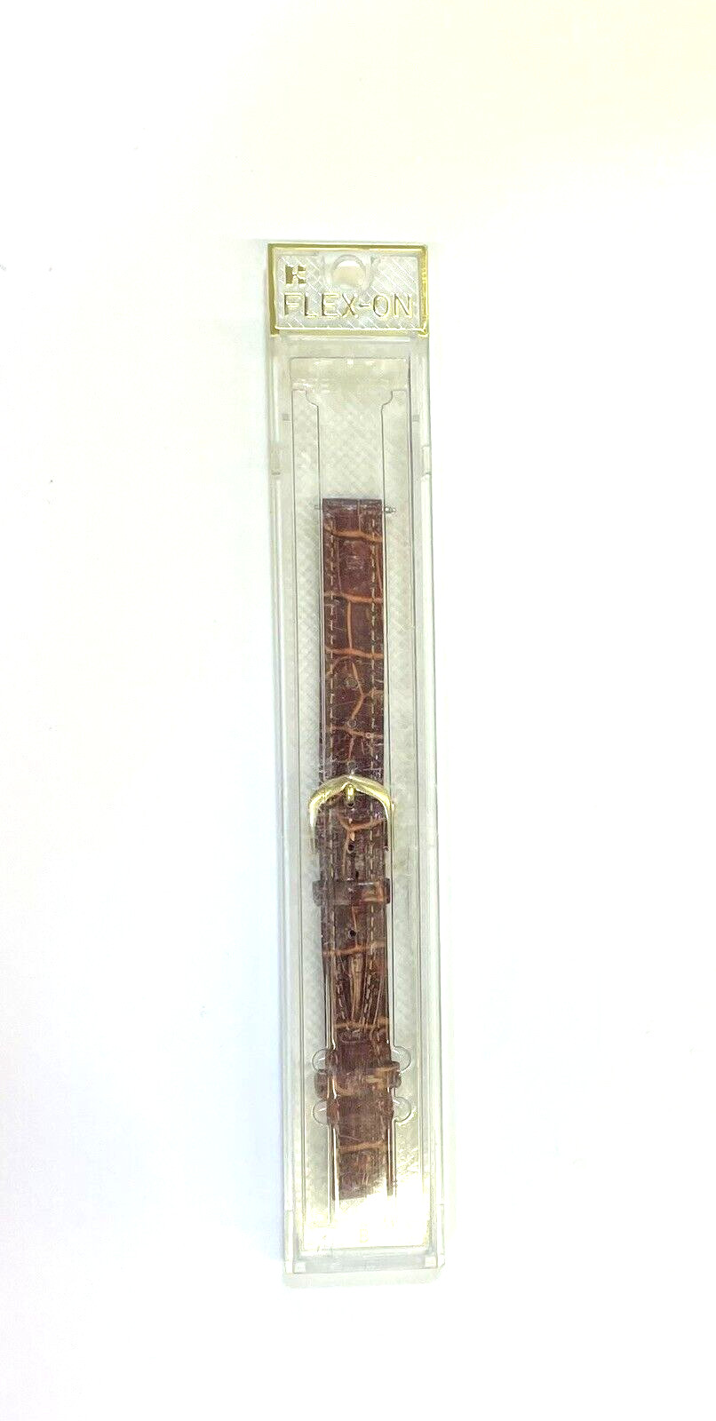 Flex-on 11mm Brown Genuine Leather Watch Band With Gold-tone Buckle