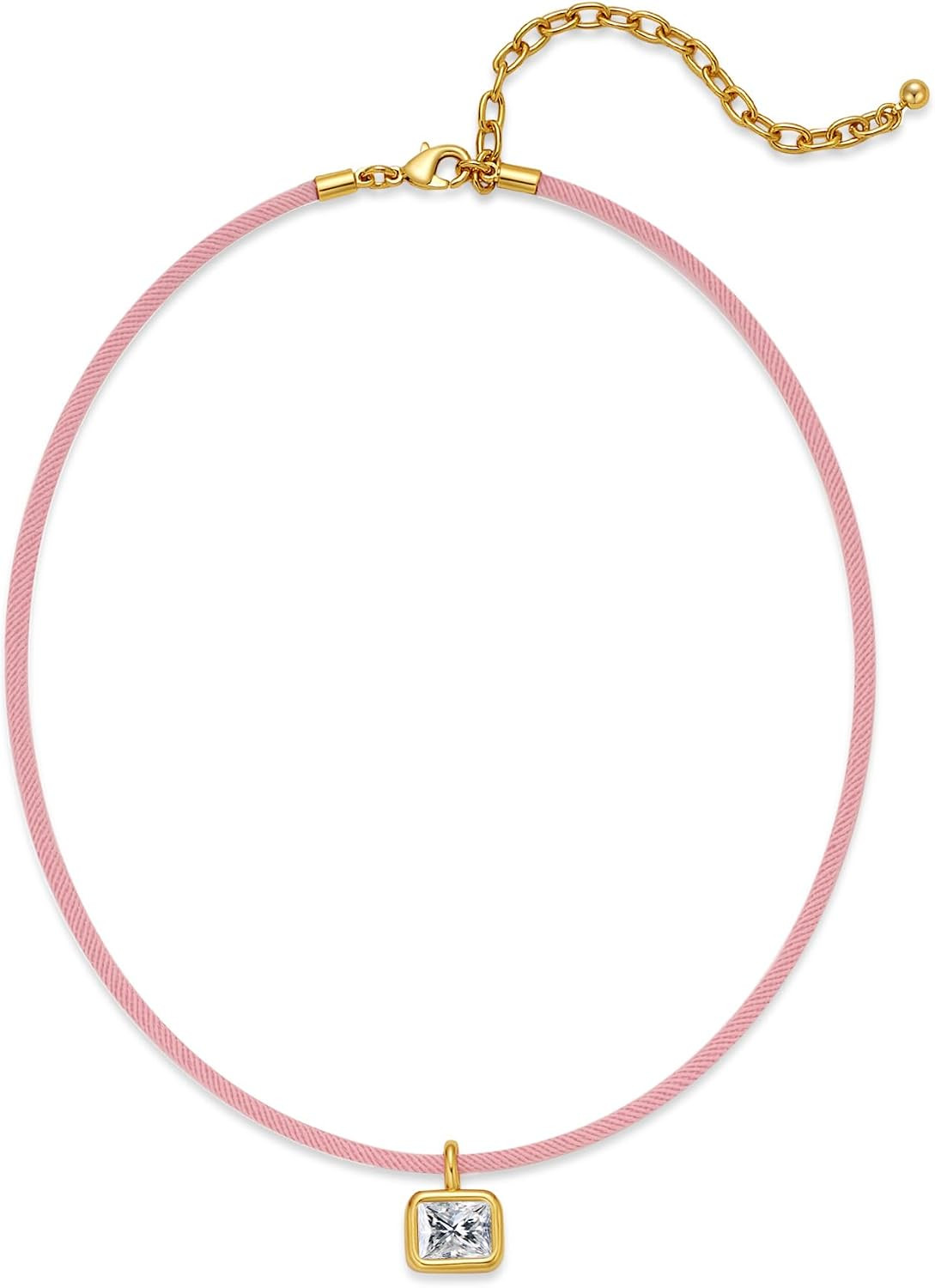 Adjustable Rope Choker with Crystal Rhinestone Pendant for Women | Paracord Cord