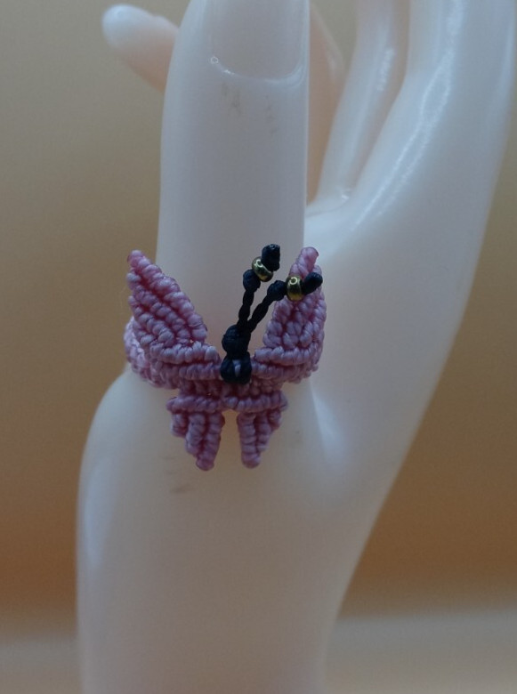 Women’s Ring Woven Macramé Thread Butterfly Design