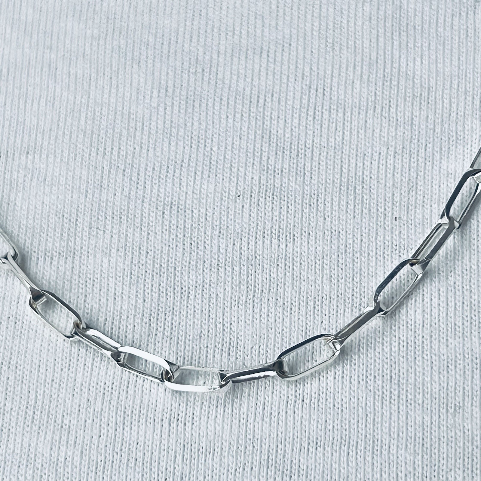 Sterling Silver 925 Paperclip Link Necklace, Italy, 24”