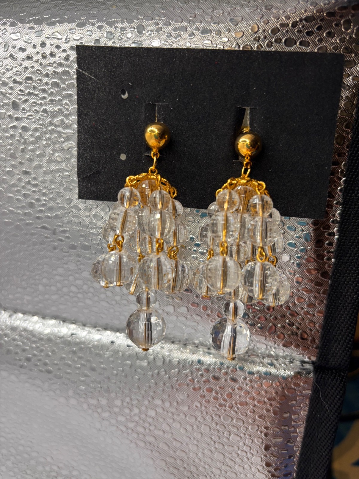 Avon Clear beaded Clip-on Dangle Earrings