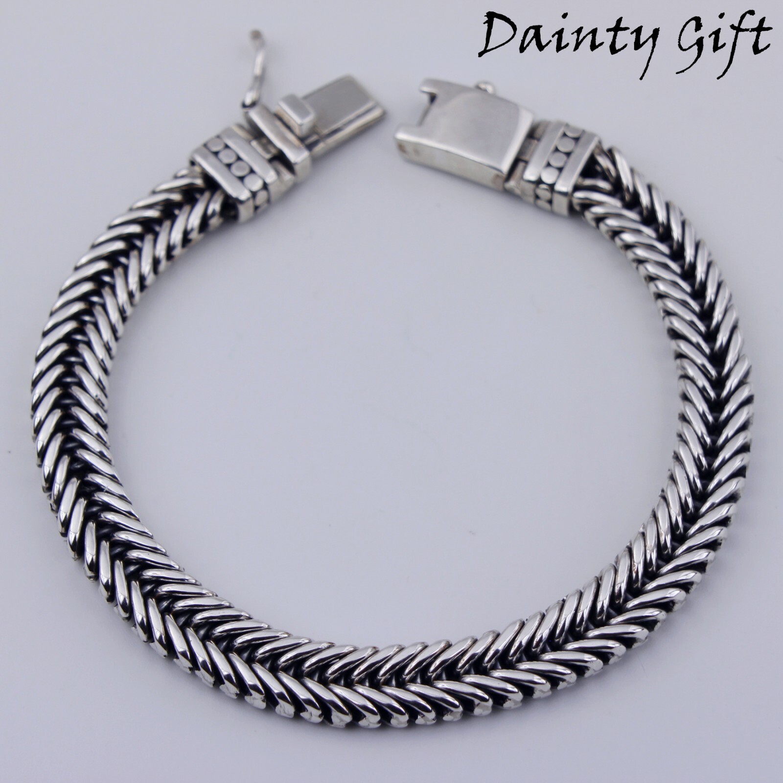 Women Men 925 Sterling Silver 8 mm Braided Wheat Chain Hand Bracelet 8″ / 42 g