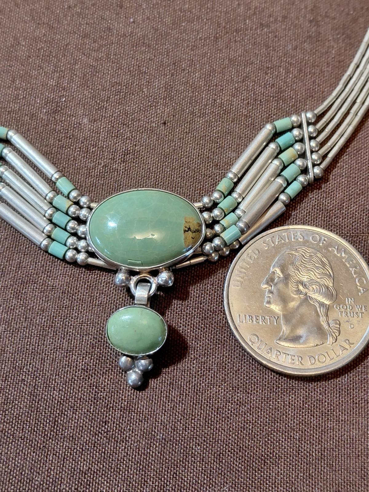 QT Turquoise Carolyn Pollack Liquid Sterling Silver Pendant Necklace 18″
