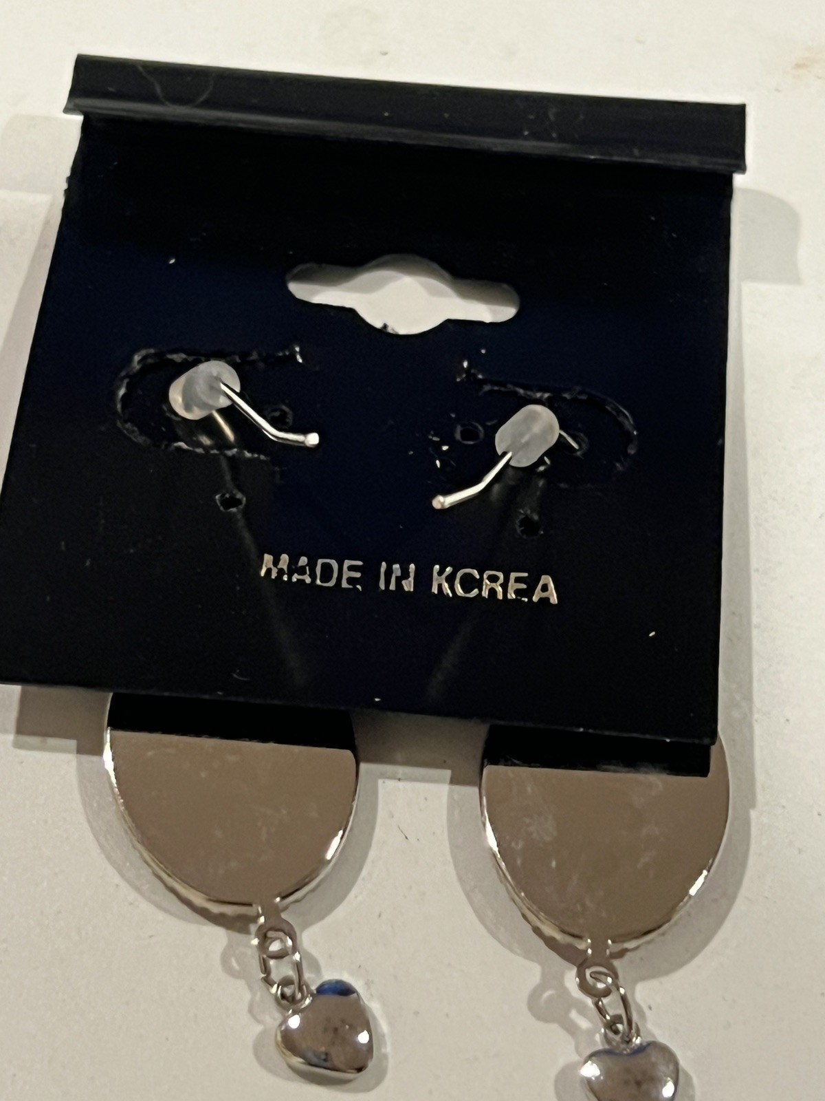 Kawaii Anime Girl Portrait Cameo Dangle Earrings Silver Tone Heart Charm Drop