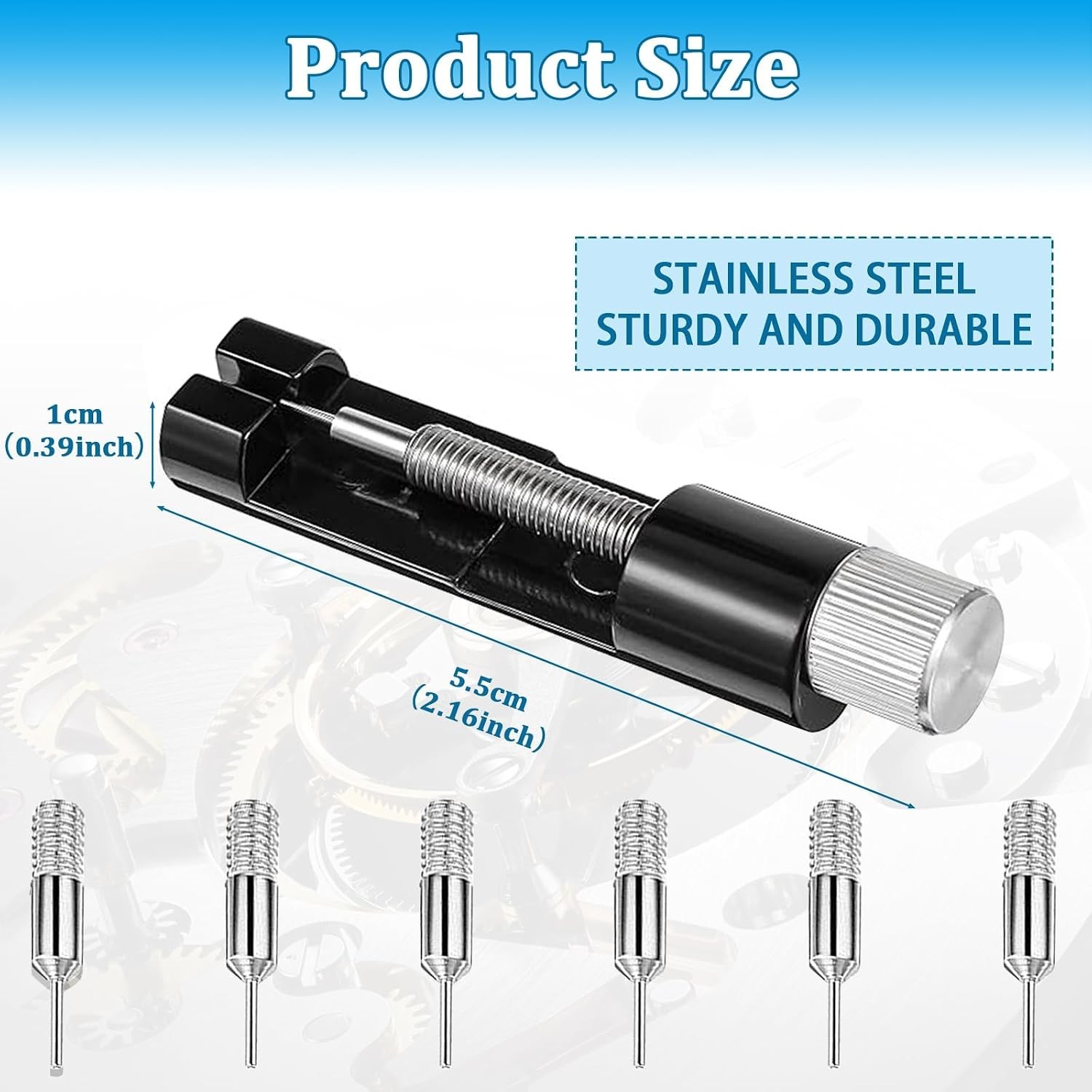 Portable Watch Link Removal Kit: 2 Tools with 6 Replacement Pins for DIY Repairs