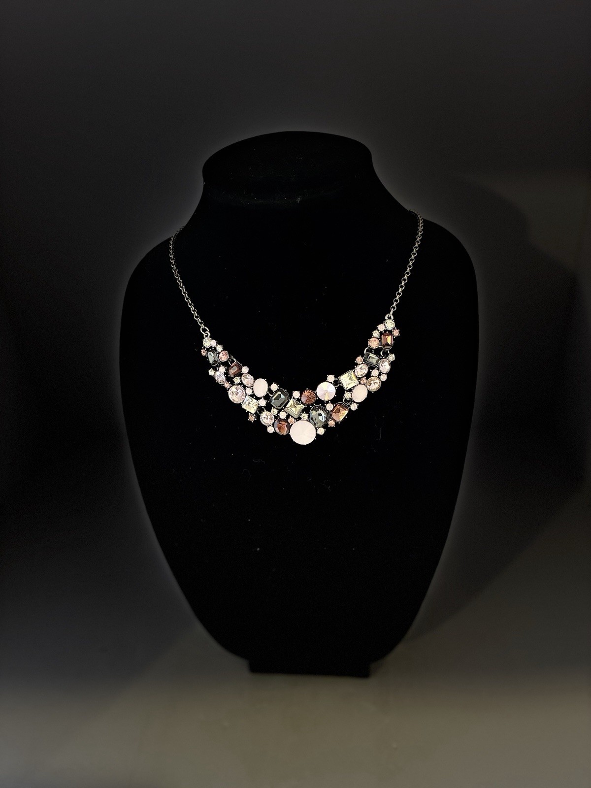 Premier Designs Ballet Slippers Pink Crystal Cluster Statement Bib Collar Neckla