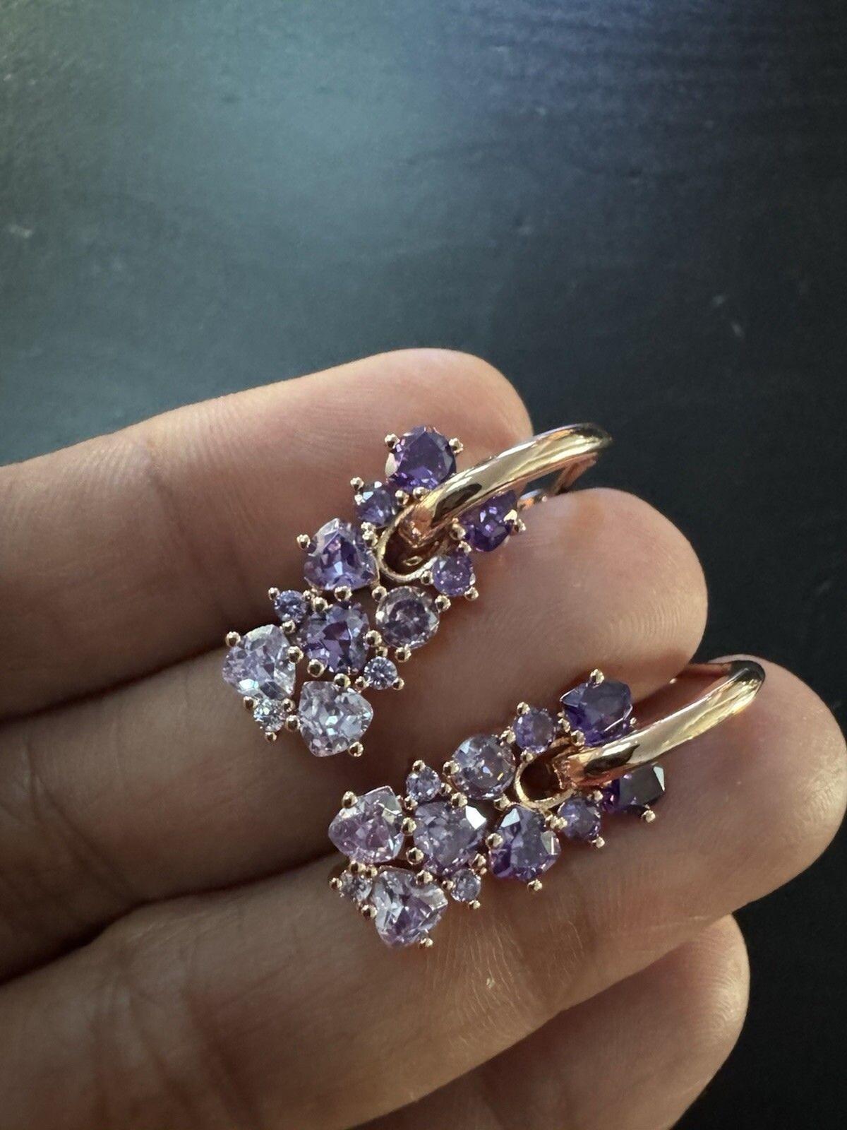 585 14K RG Rose Gold Stamped Allure Ombré Amethyst Stud Earrings