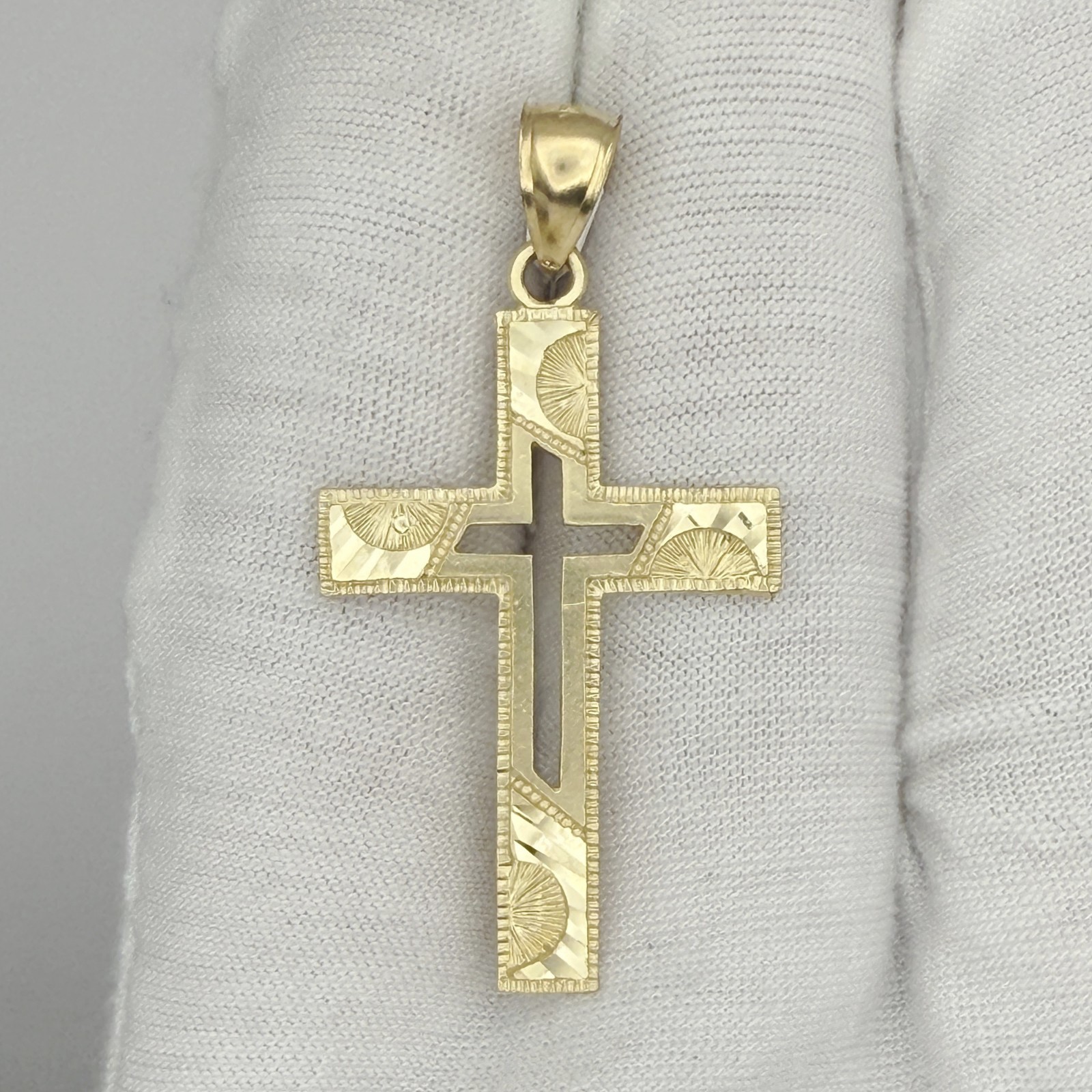 10k Yellow Gold Unisex Cross Religious Charm Pendant Jewelry Gift For Her Him