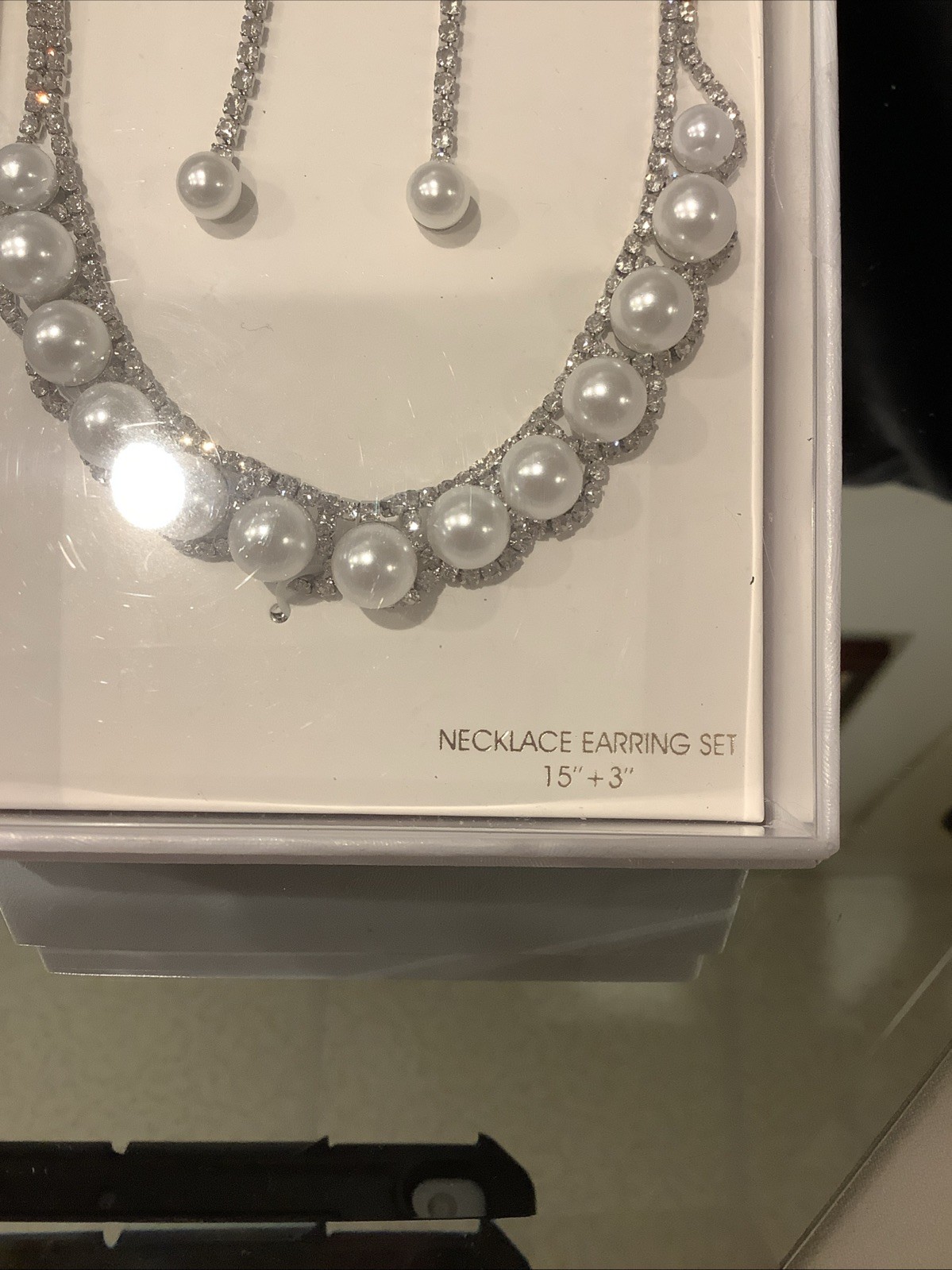NEW Nicole Miller NY Special Occasion Wedding Necklace Earring Set 15″& 3″