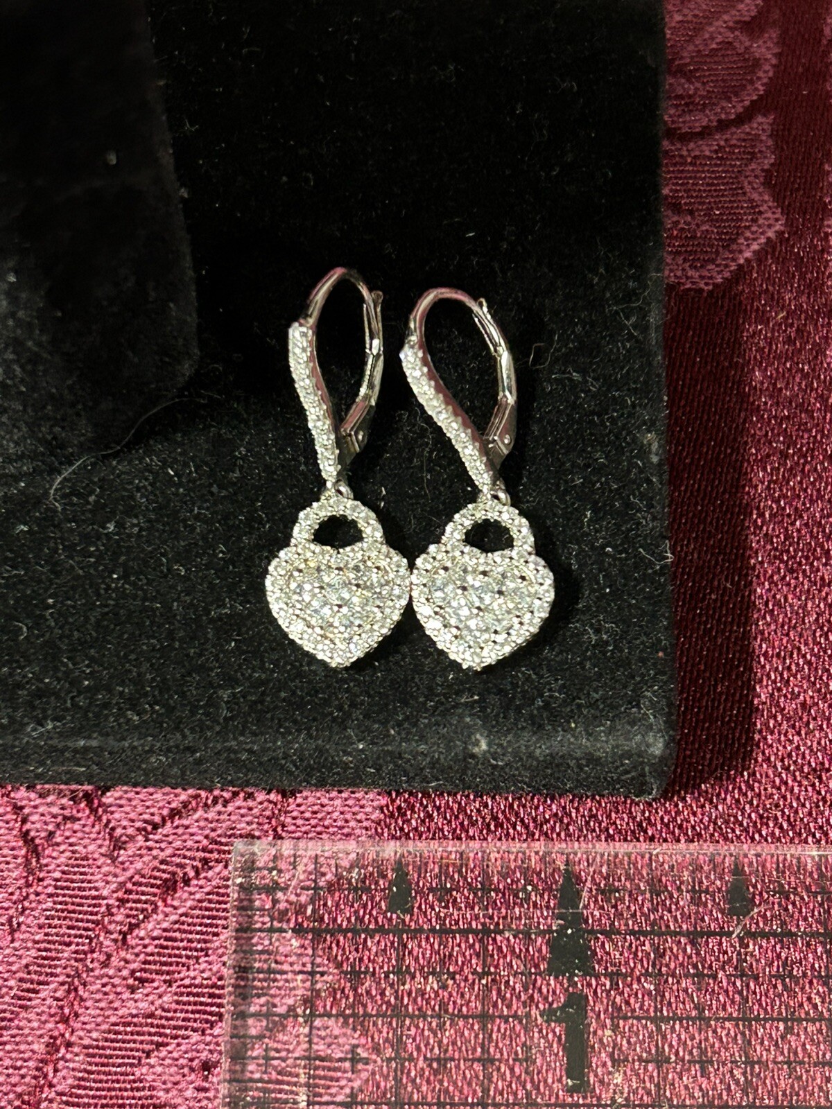 Sterling Silver .925 FZN CN Fuzion Creations CZ Heart Shaped Dangle Earrings