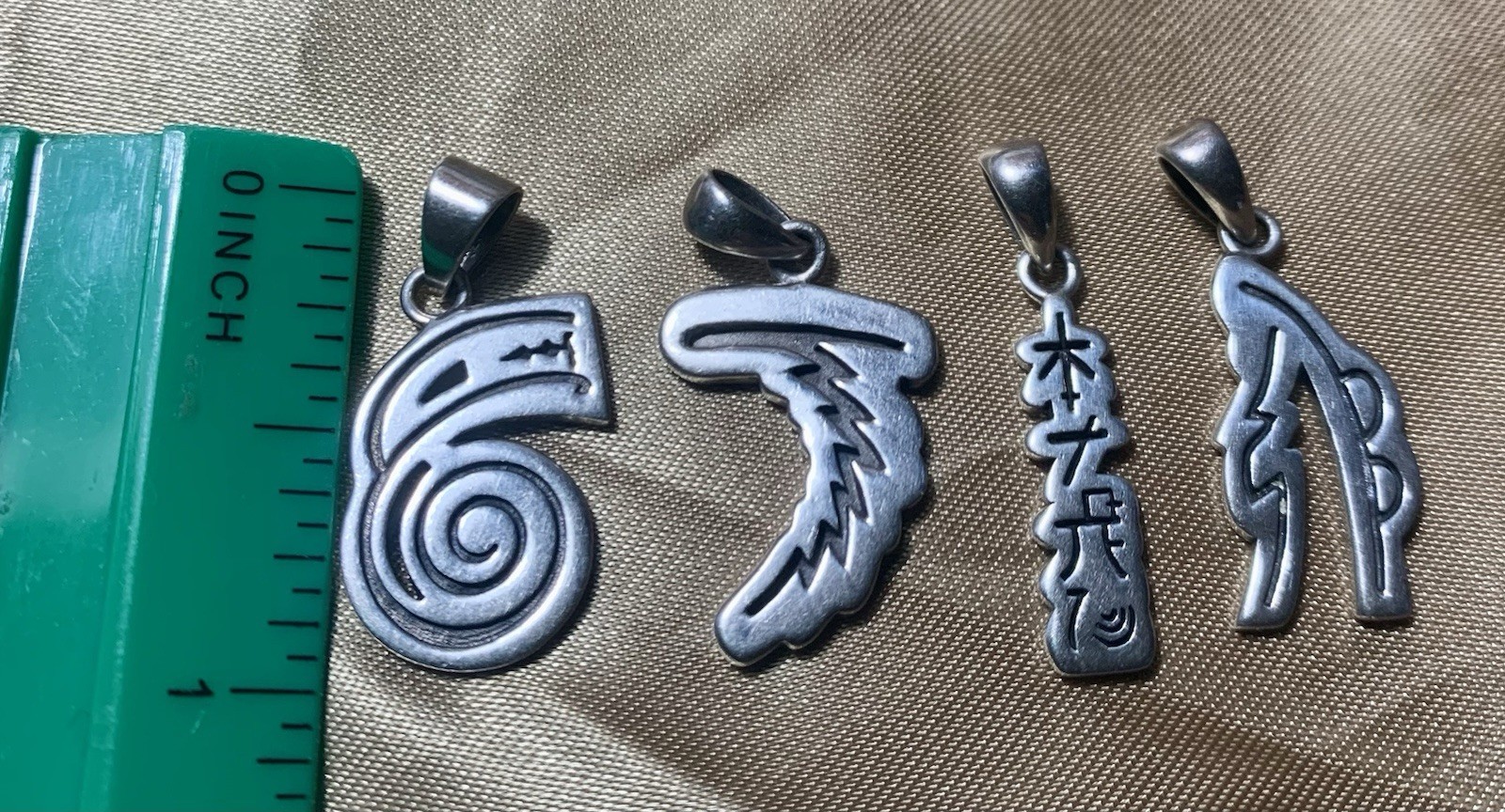 Reiki Sterling 925 Pendants Lot Set of 4 by Peter Stone Sterling Reiki Symbols