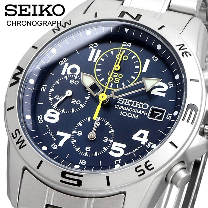 SEIKO Chronograph SND379P1 Blue Silver Men’s Watch New w/Box JP