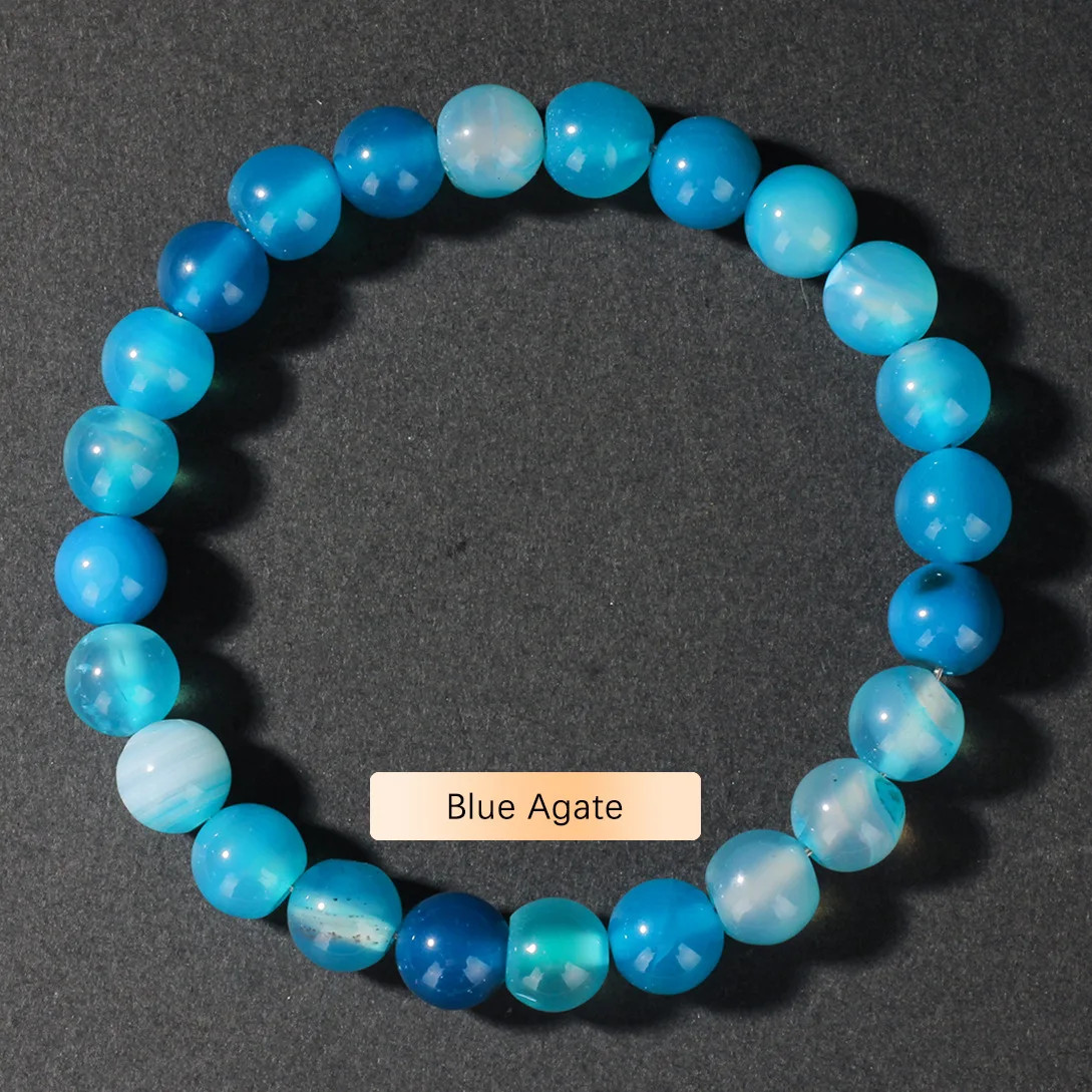 Tigers Eye Amethyst Red Agate Natural Stone Elastic Bead Bracelet Body Purifying