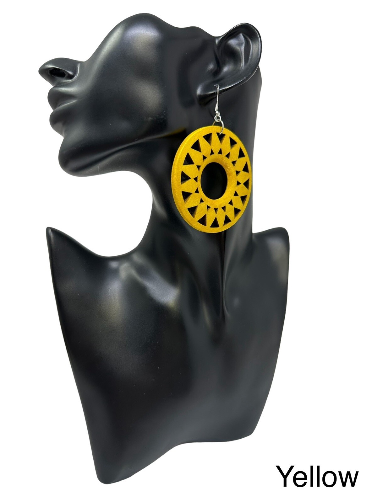 Handcrafted Wooden Earrings with Carved Design – Lightweight Wood Earrings