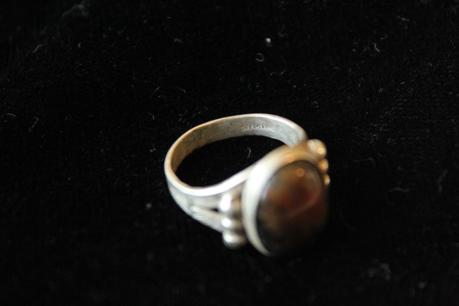 Sterling Silver Agate Vintage Ring
