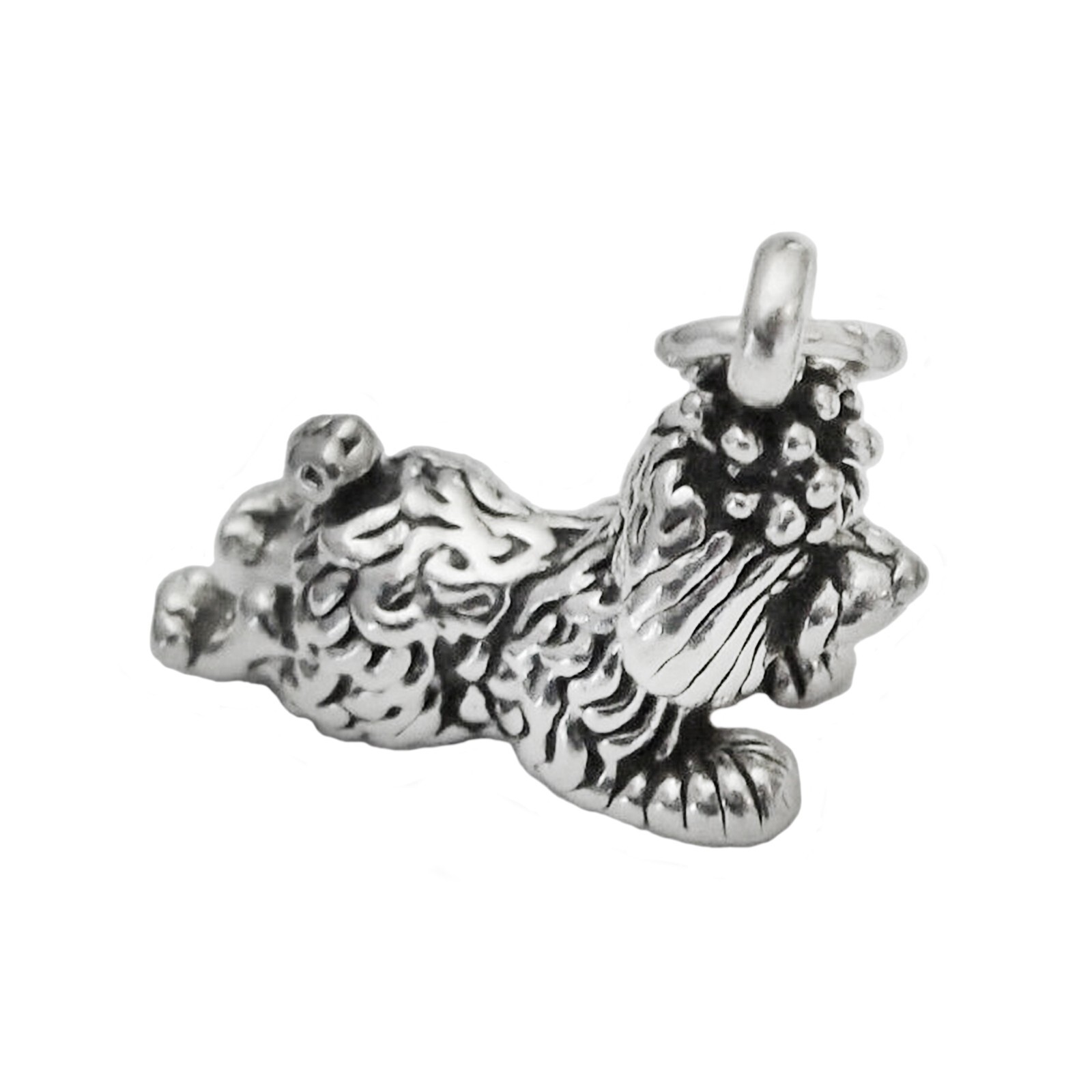 Toy Poodle Puppy Dog 3D 925 Sterling Silver Charm Pendant MADE IN USA
