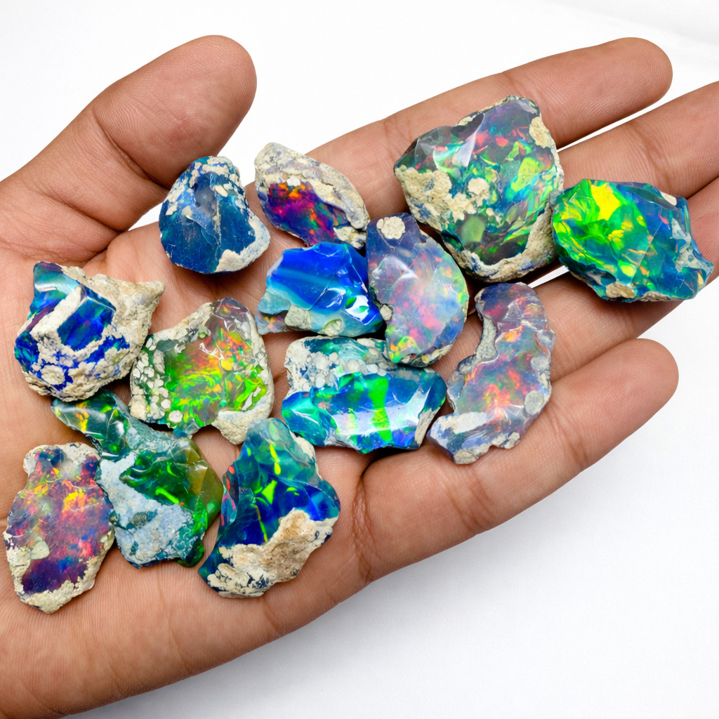 100 Cts Lot, Natural Ethiopian bkack fire raw opals Jumbo size lot top cut grade