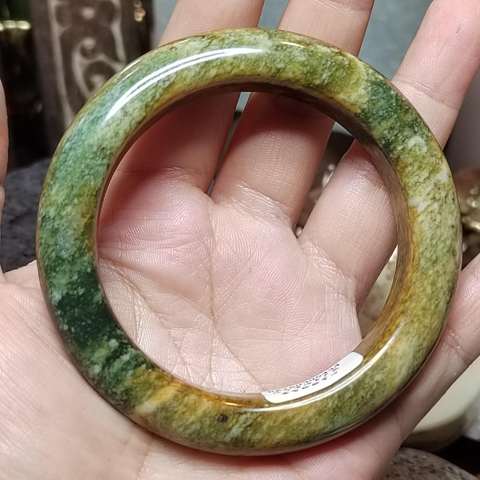 Certified Natural Xiuyan Jade Bangle “Celestial Clouds” | Inner 58.3 mm SL566