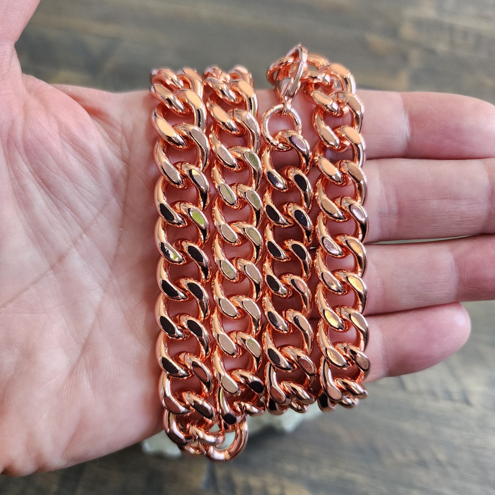 Pure Copper Cuban Chain Necklace – 12 mm Heavy Cuban Link Chain 22″-24″