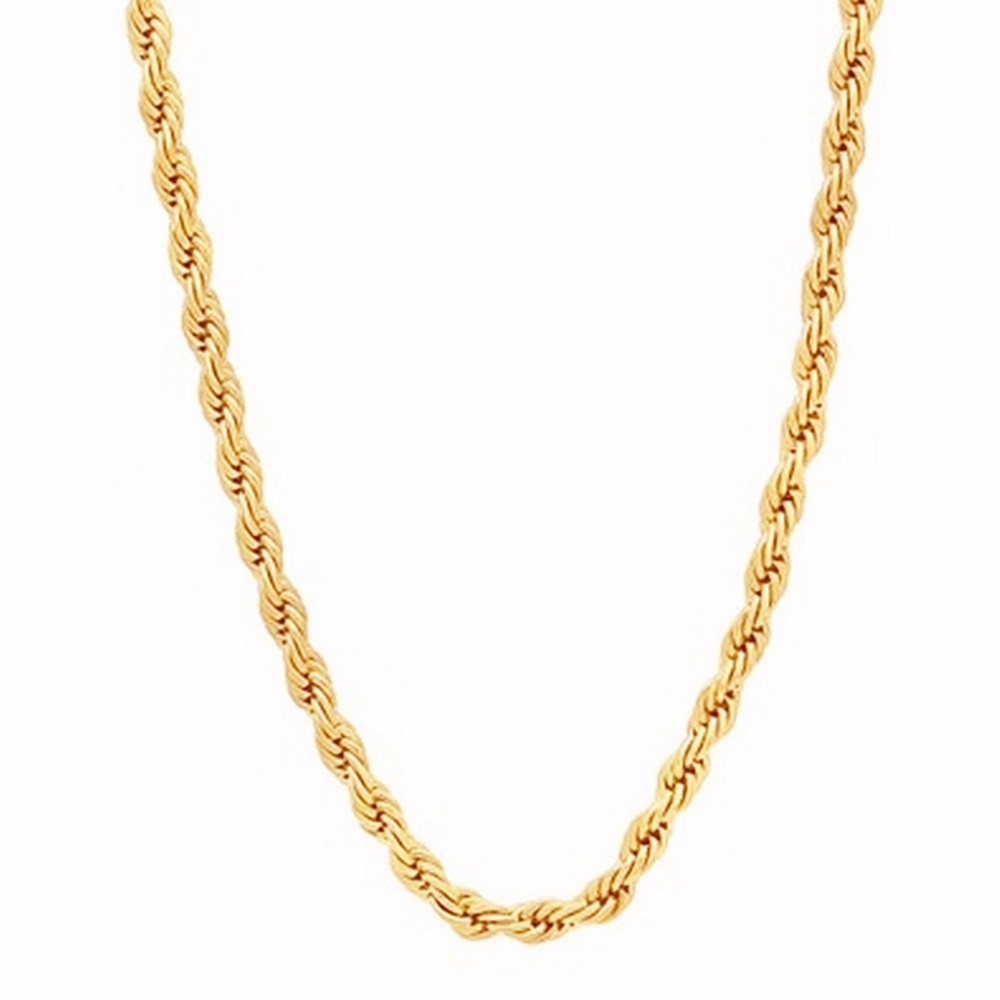 18K Gold Plated French Rope Chain Necklace 2, 2.5,3, 4, 5, 6mm Lifetime Warranty