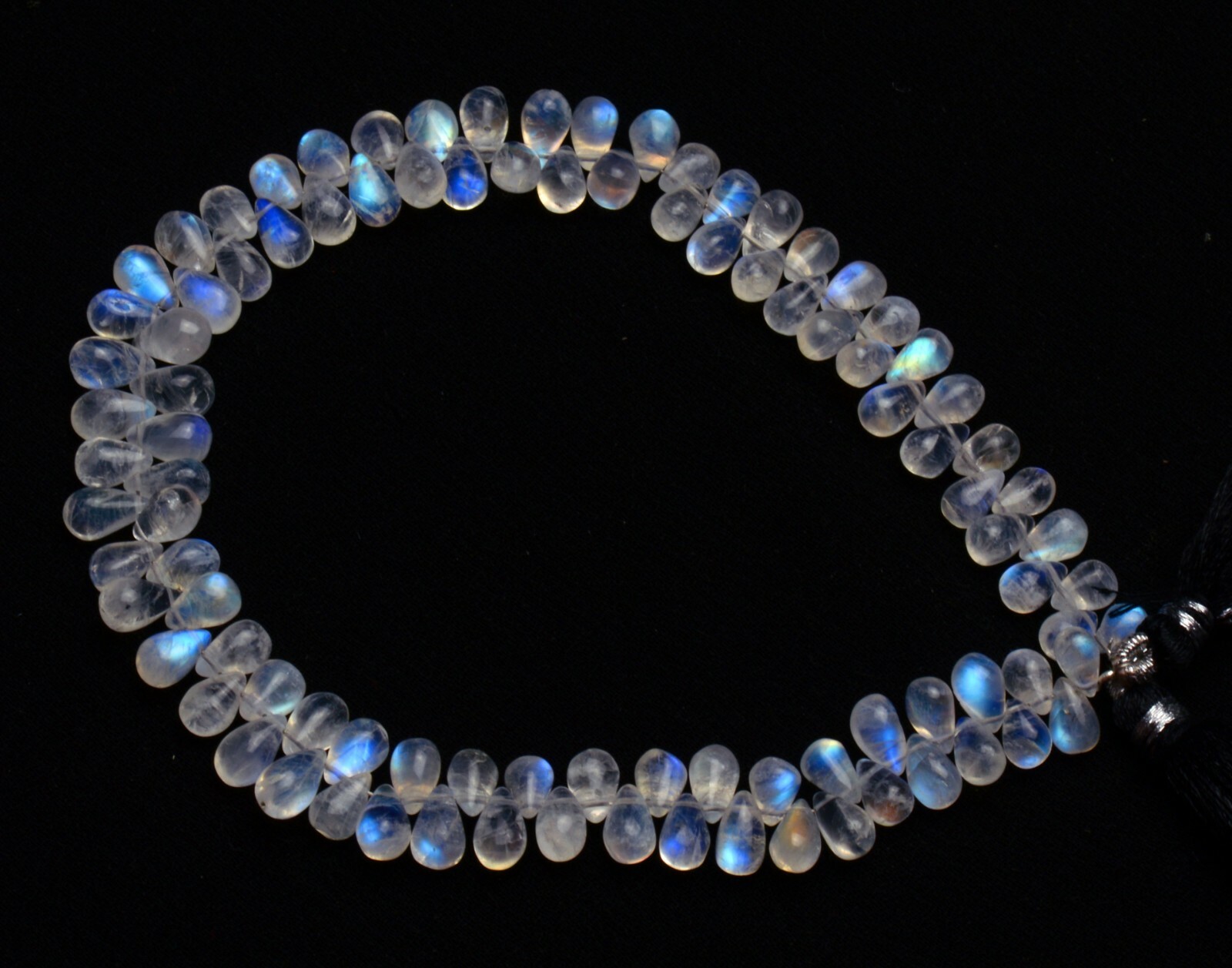 Natural Gem Rainbow Moonstone 8x5mm Approx Size Teardrop Shape Smooth Beads 10″