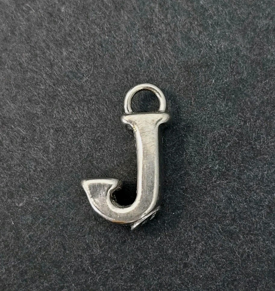 14k White Gold Letter “J” Necklace Pendant Made In Italy OTC
