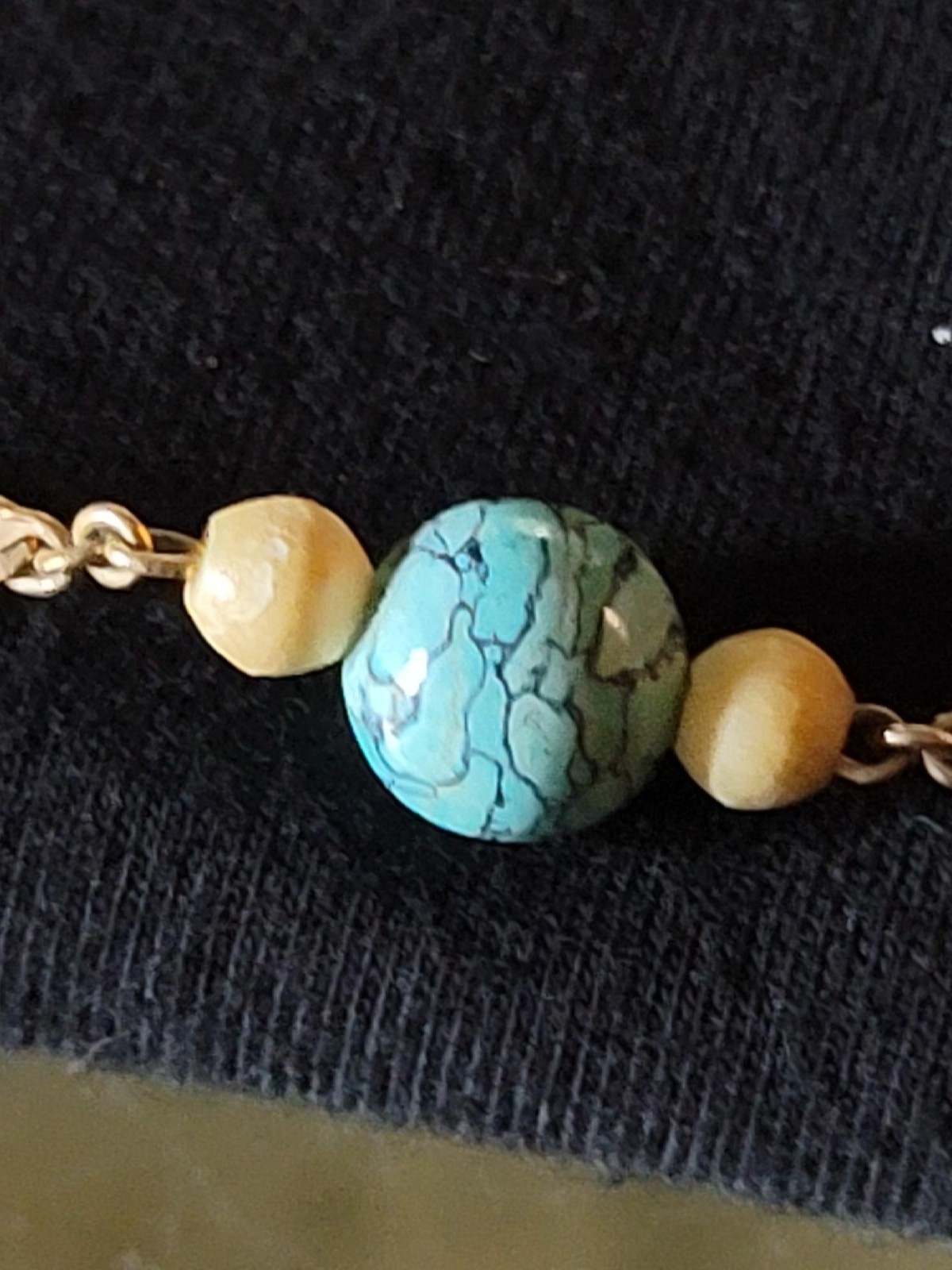 Vintage Elka 35 inch 17 gram 12K gold filled necklace with turquoise beads