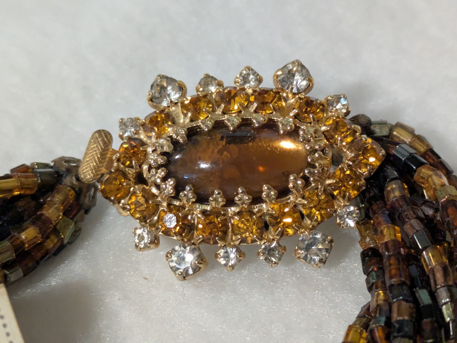 VINTAGE KAY CREATION PRECIOUS MULTI STRAND TWIST NECKLACE & PIERCED EARRINGS SET