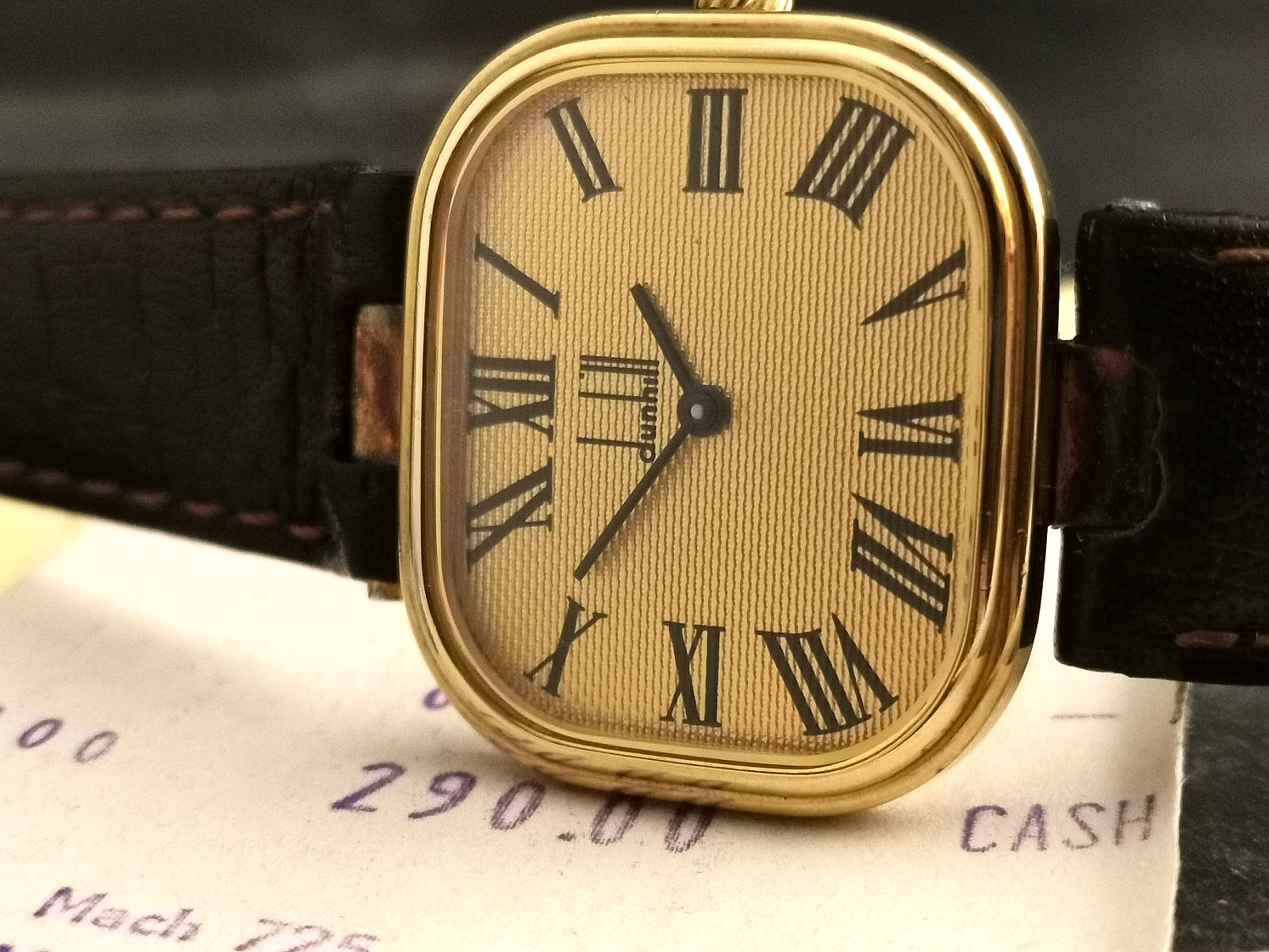 Men’s Dunhill Quartz Watch – Gold on Solid Silver. Harrords. Box and Papers 1982