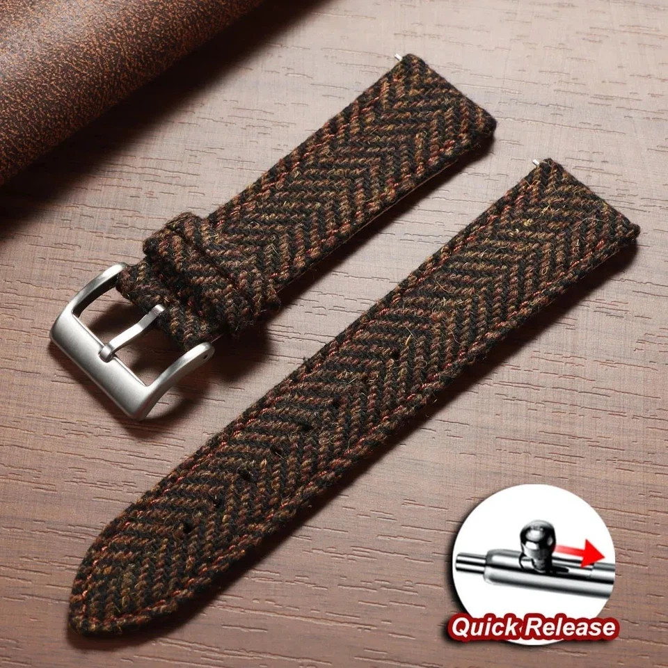Quick Release Woven Leather Watch Band Nylon Strap 18mm 20mm 22mm