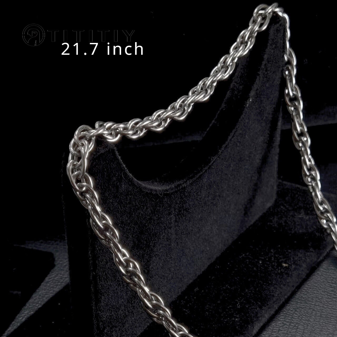 New Pure Titanium Necklace Twisted Necklace 7mm Lightweight Anti Allergy 21.7″
