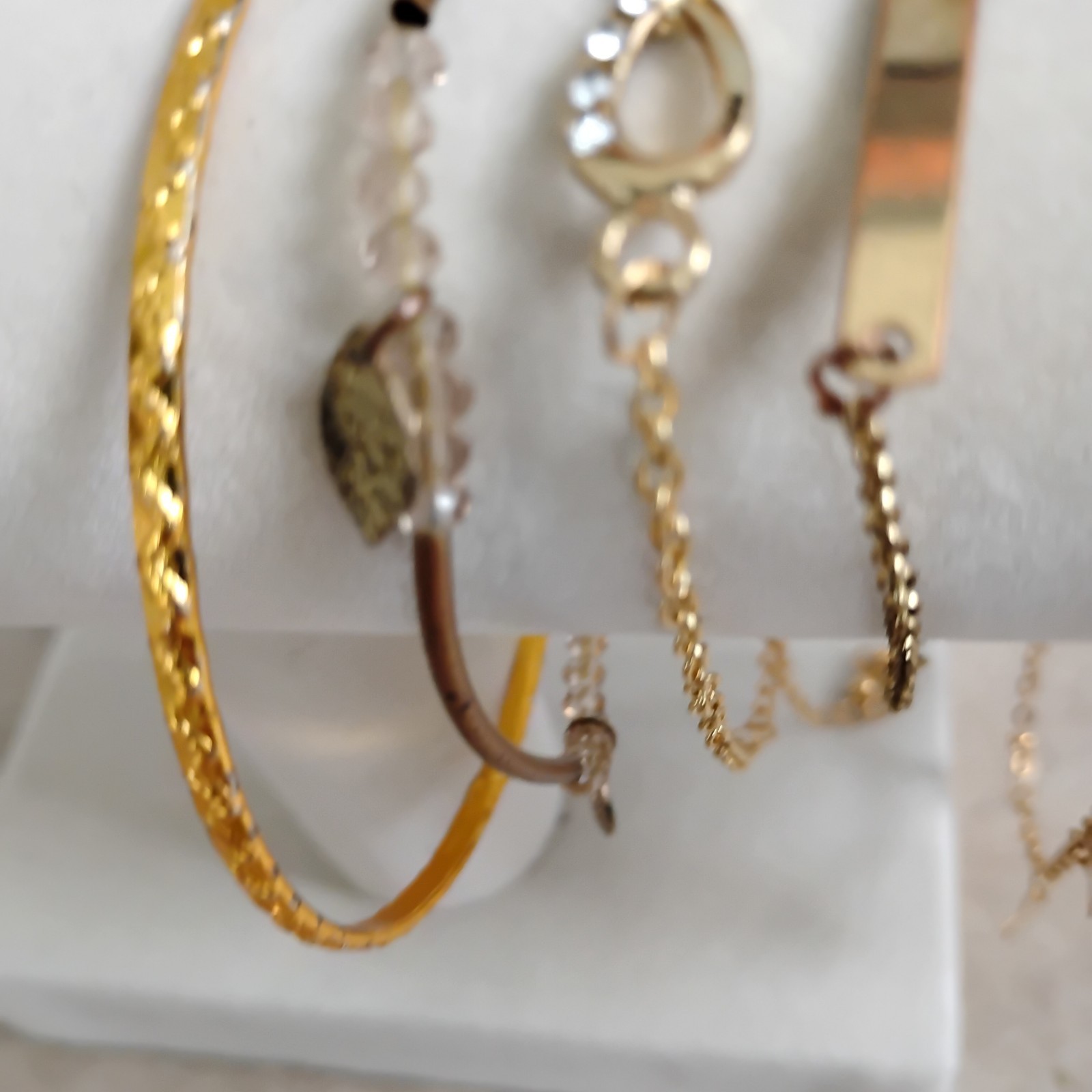 Vintage Lot Of 22 Goldtone Metal Bracelets Quality Greek Key Crystal Coin Chain