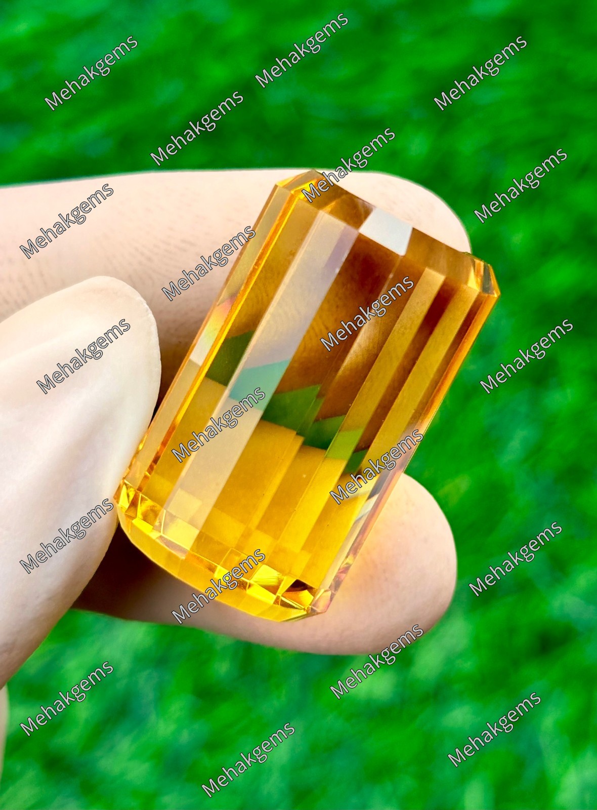 Large 98 Ct Citrine Gemstone, Pendant Size Cube Shape, Golden Yellow , November