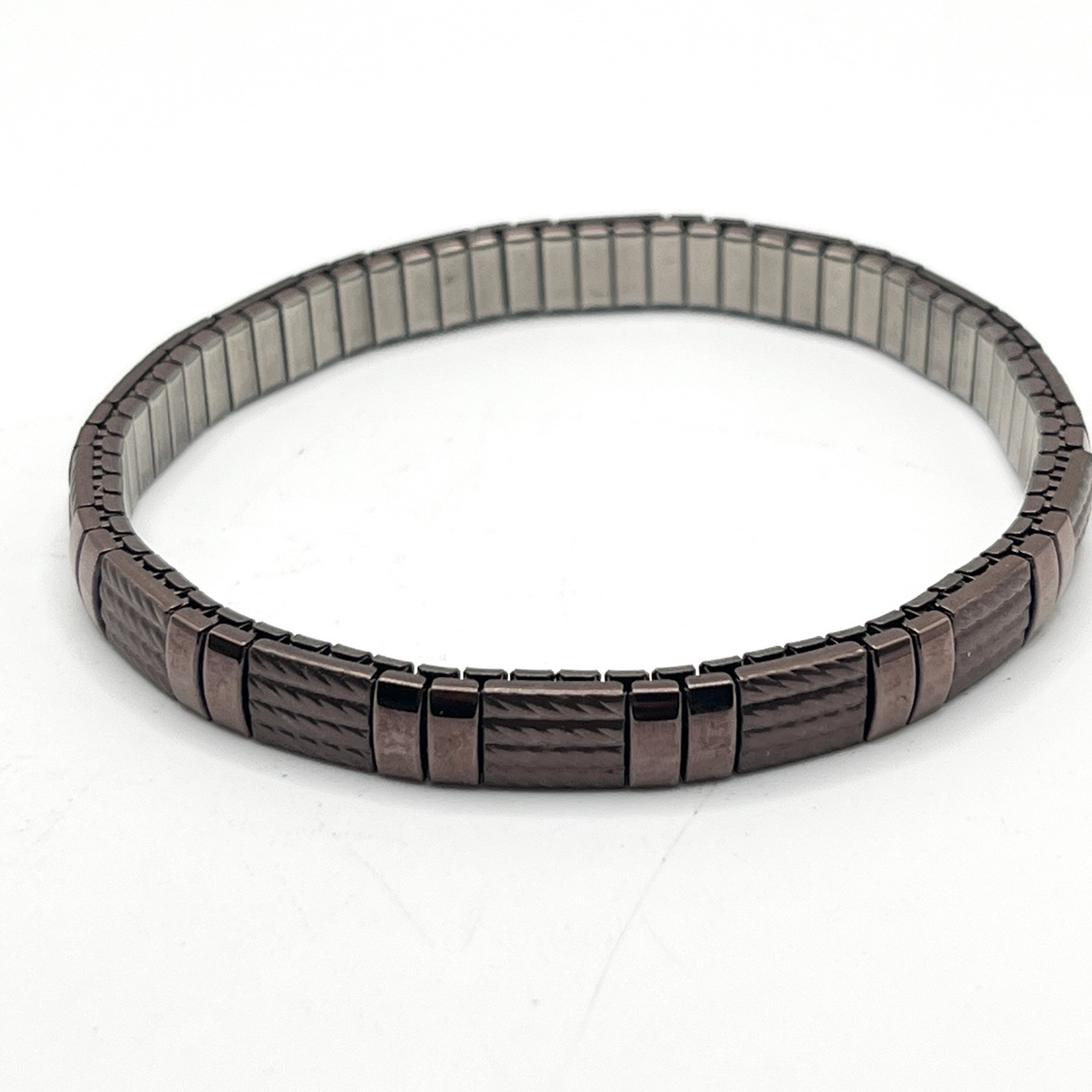 Milor Stainless Steel Panel Stretch Bangle Expansion Bracelet Bronze Tone 7.5”