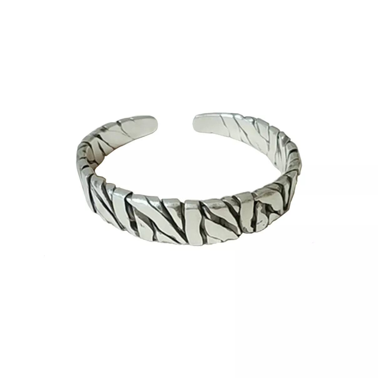 Men Bracelet Sterling Silver Retro Twisted Open Wide Bangle Cuff Bracelet USA