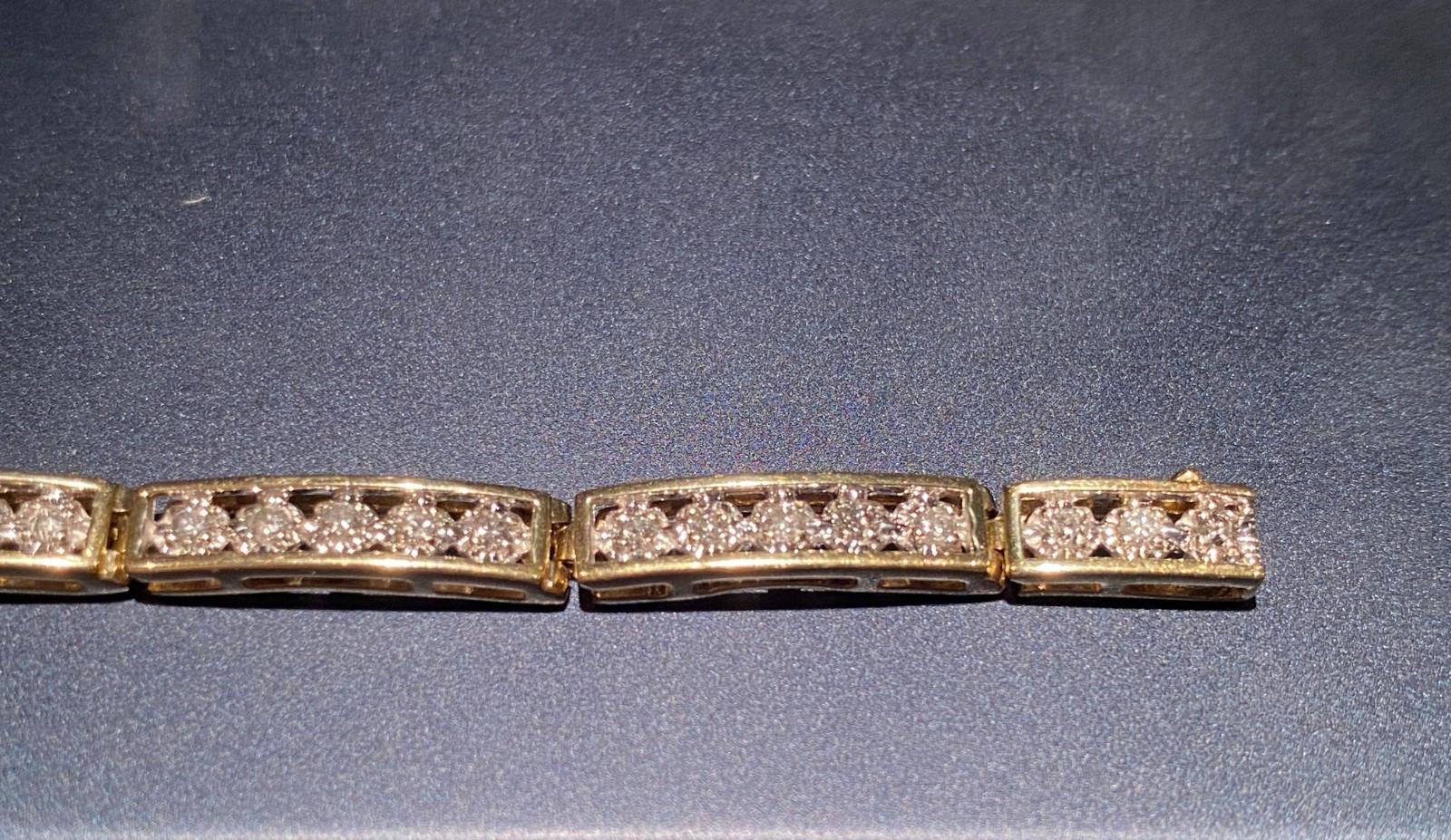 10k Yellow Gold & Diamond Station Link Bracelet Prong Set 4.5mm 7.5″ 8.45g
