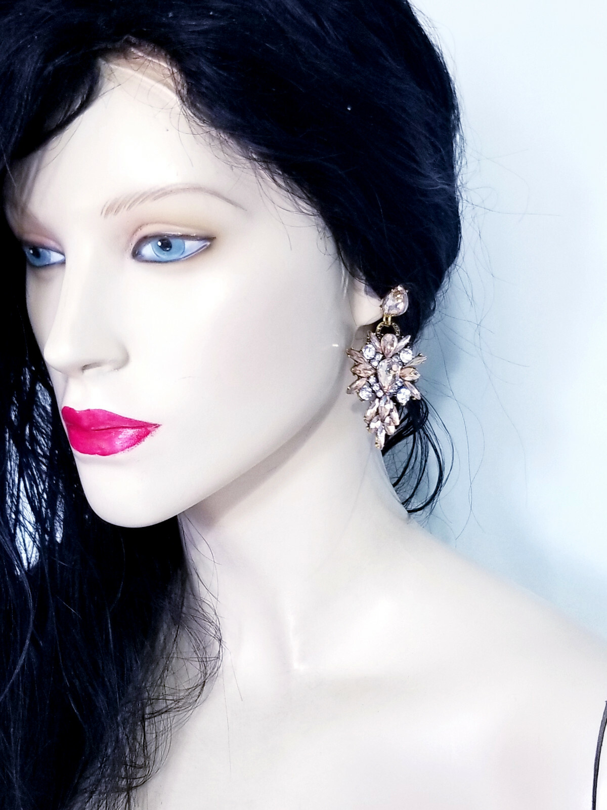 Chandelier Earrings Topaz Rhinestone Crystal 2.8 in