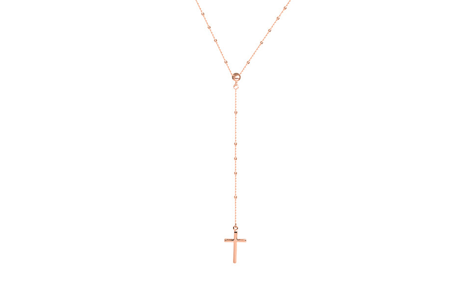 925 Sterling Silver Rosary Beaded Cross Necklace for Women, Girls – 3 colors