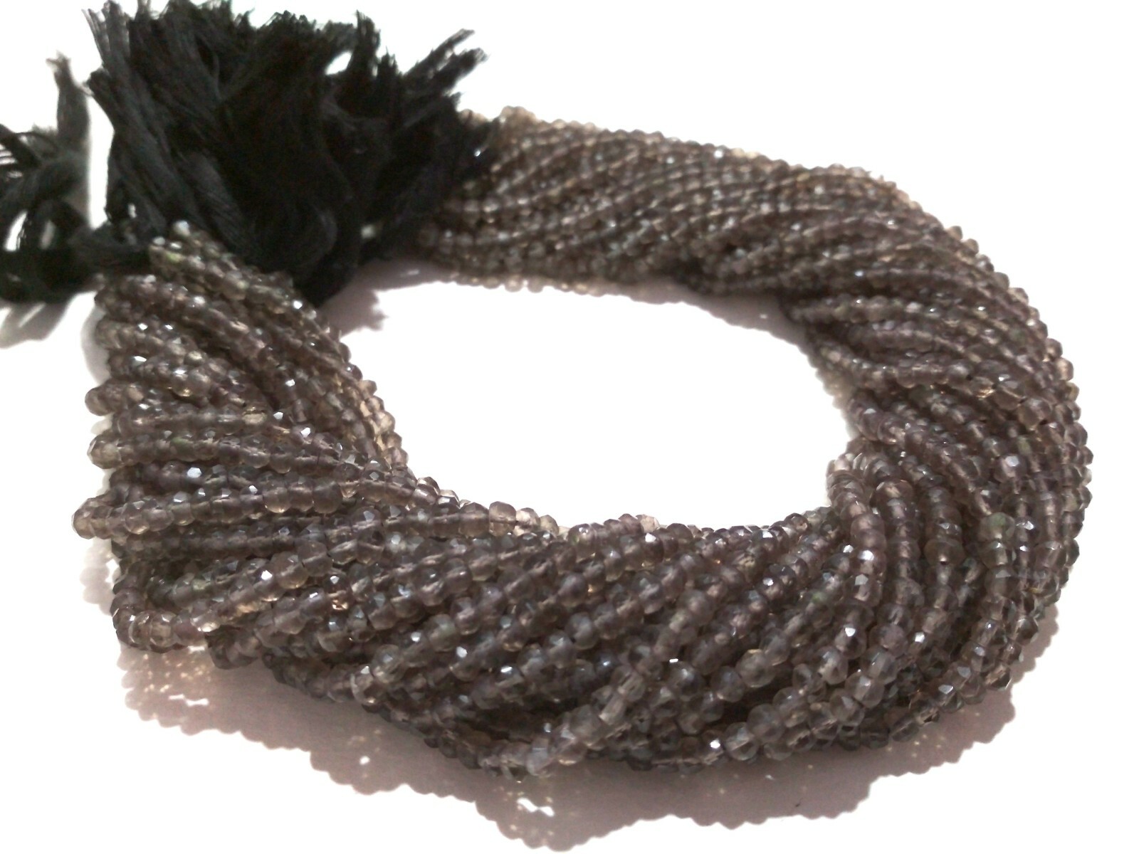 5 Strand Natural Smoky Quartz Rondelle Faceted 2.5-3mm/3-3.5mm Beads 12″inch