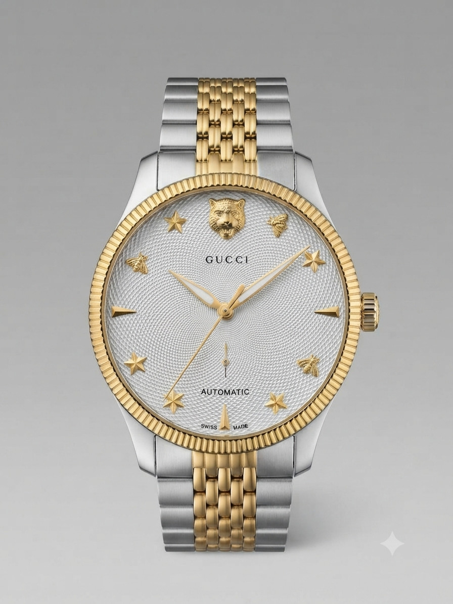 Gucci G-Timeless 40mm Automatic Watch – Silver & Gold Two-Tone (Model 632044)