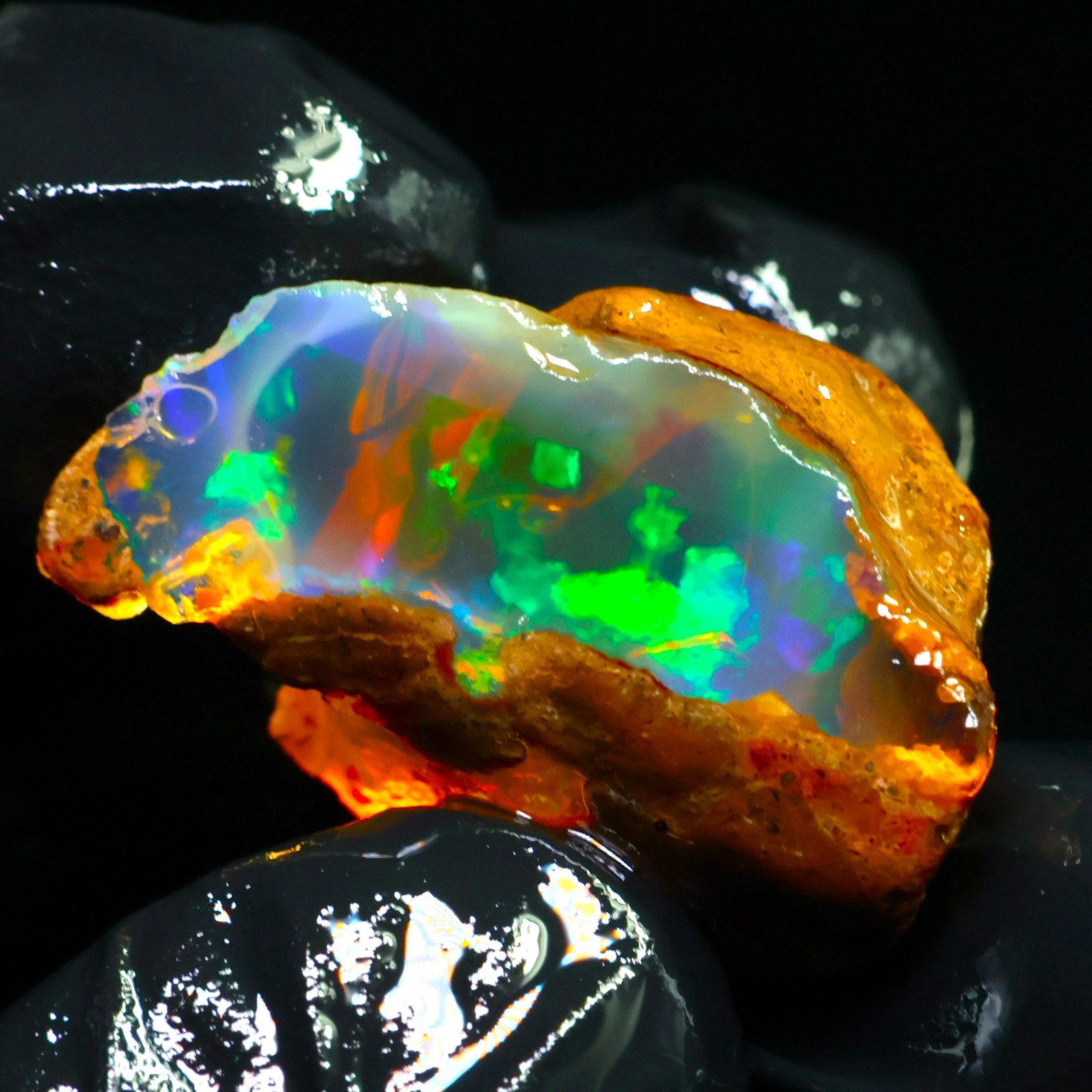 Natural Ethiopian Welo Opal Rough 19.40 Ct Gemstone – Bright Play of Color Fire