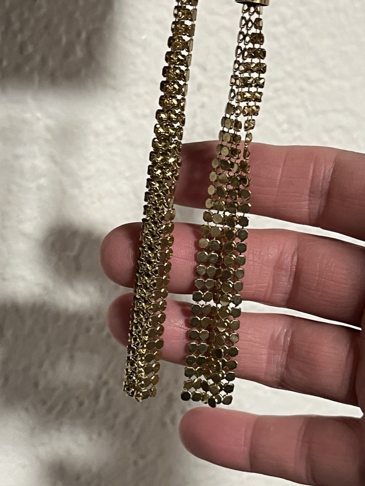 Gold Tone Multi-Chain Tassel Dangle Drop Hook Earrings 3 in, Vintage 1980’s