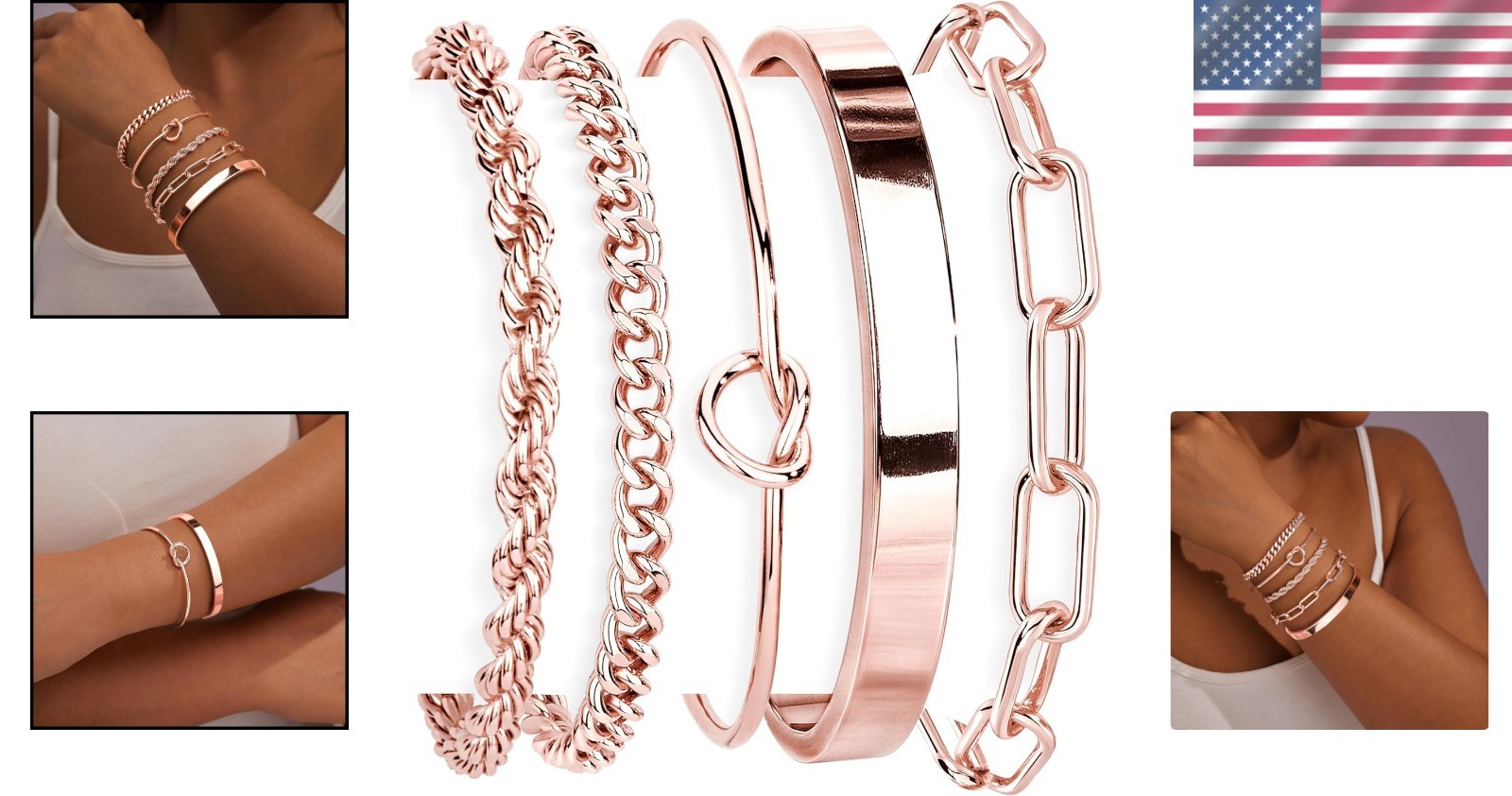 Gokeey Rose Gold Cuff Bracelets for Women,Dainty Rose Gold Bangles Bracelets …