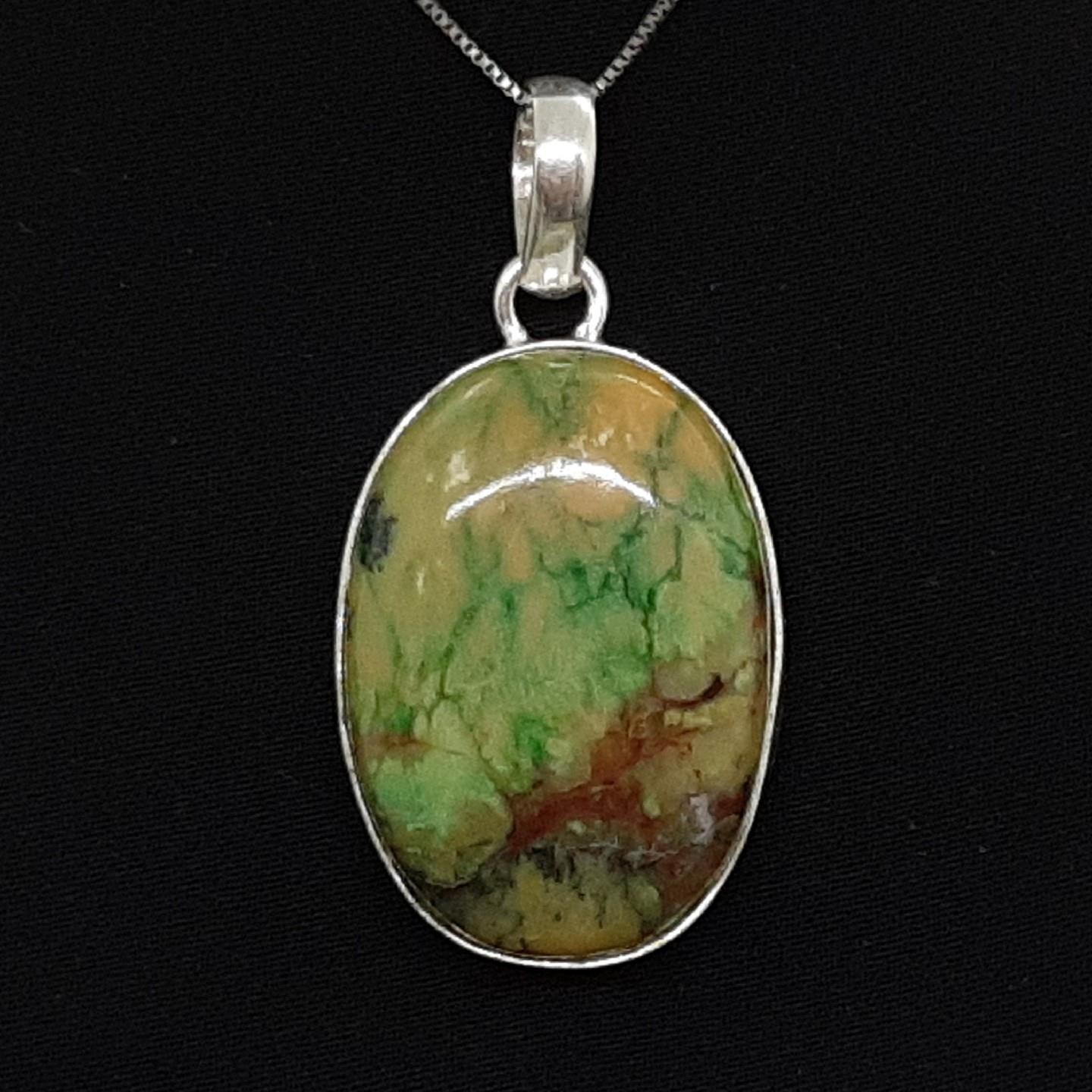 LARGE 24.00ctw Agate Cabochon Silver Pendant 9.6g
