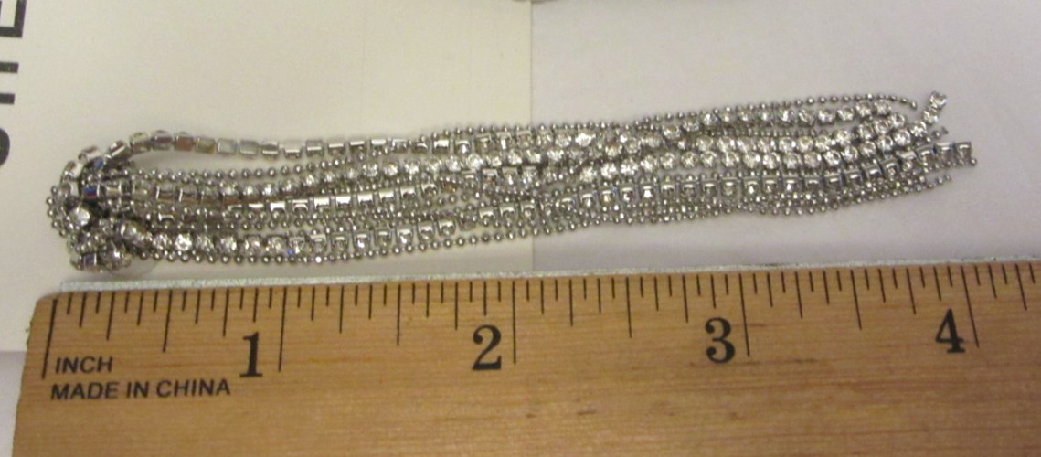 SHEIN Silver Tone Earrings w/ Rhinestones Unused 4 1/4 inch Long
