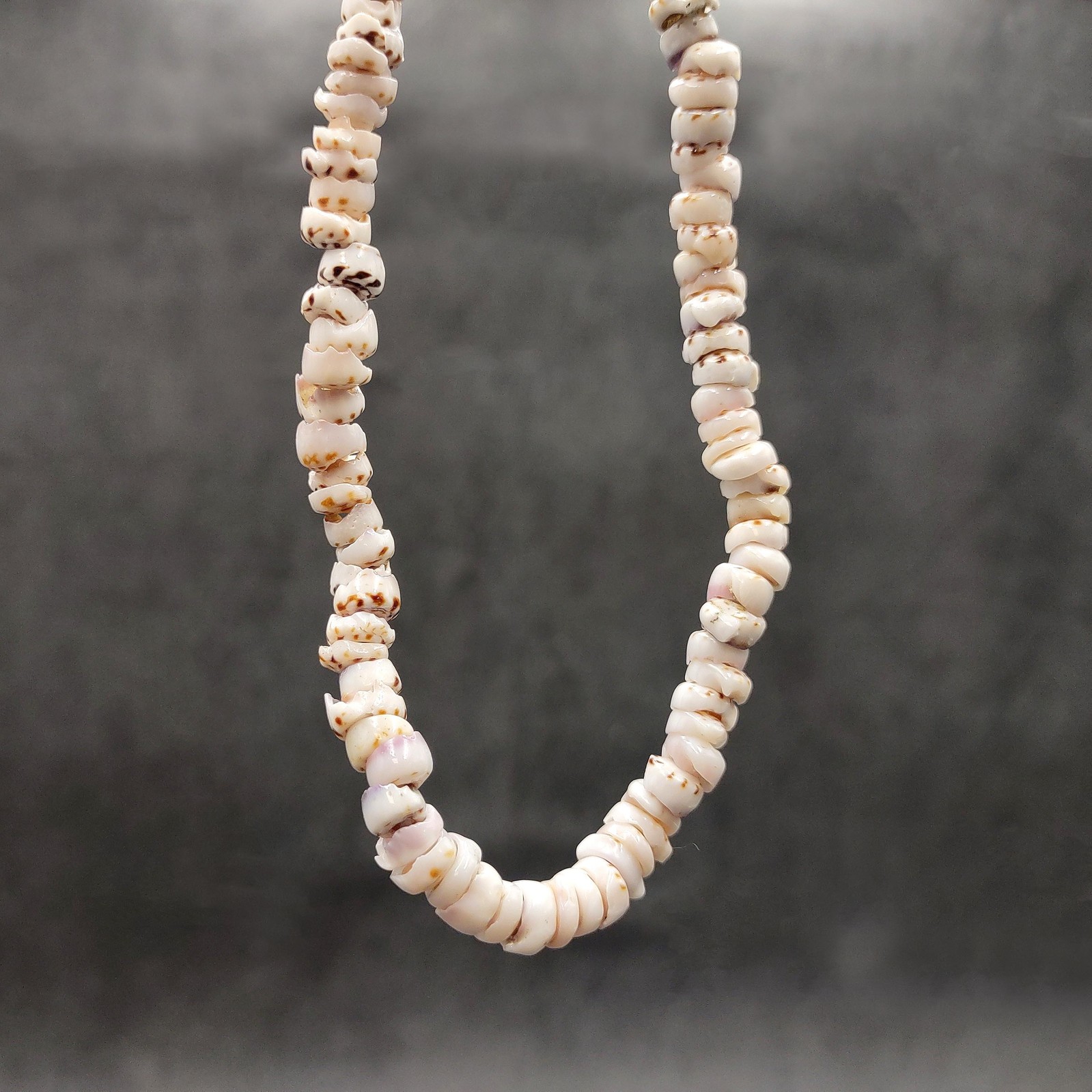 Tiger Puka Seashell Necklace (1 necklace approx. 16 inches x 5+ mm)