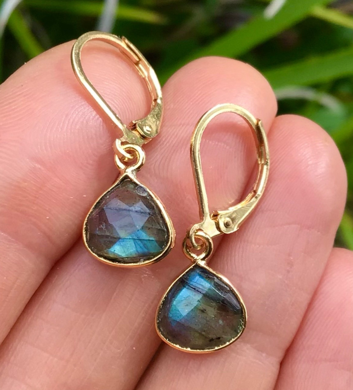Natural Flashy Labradorite Sundance charm handmade earrings Artisan Jewelry