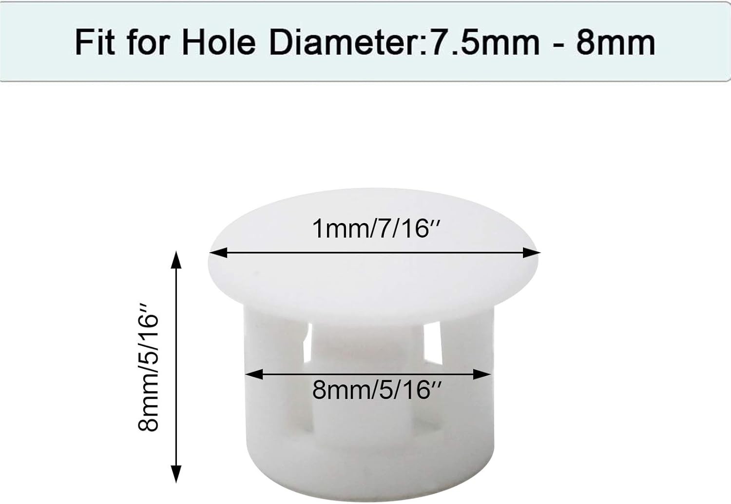 30PCS Durable White Plastic Hole Plugs 8mm (5/16″) for Furniture & Outdoors