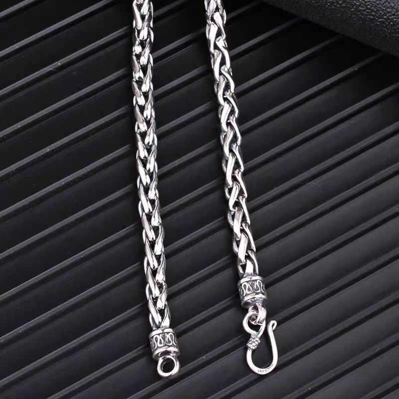 Solid S925 Sterling Silver Chain Men Women 6mm 8mm Wheat Link Necklace 20-30in L