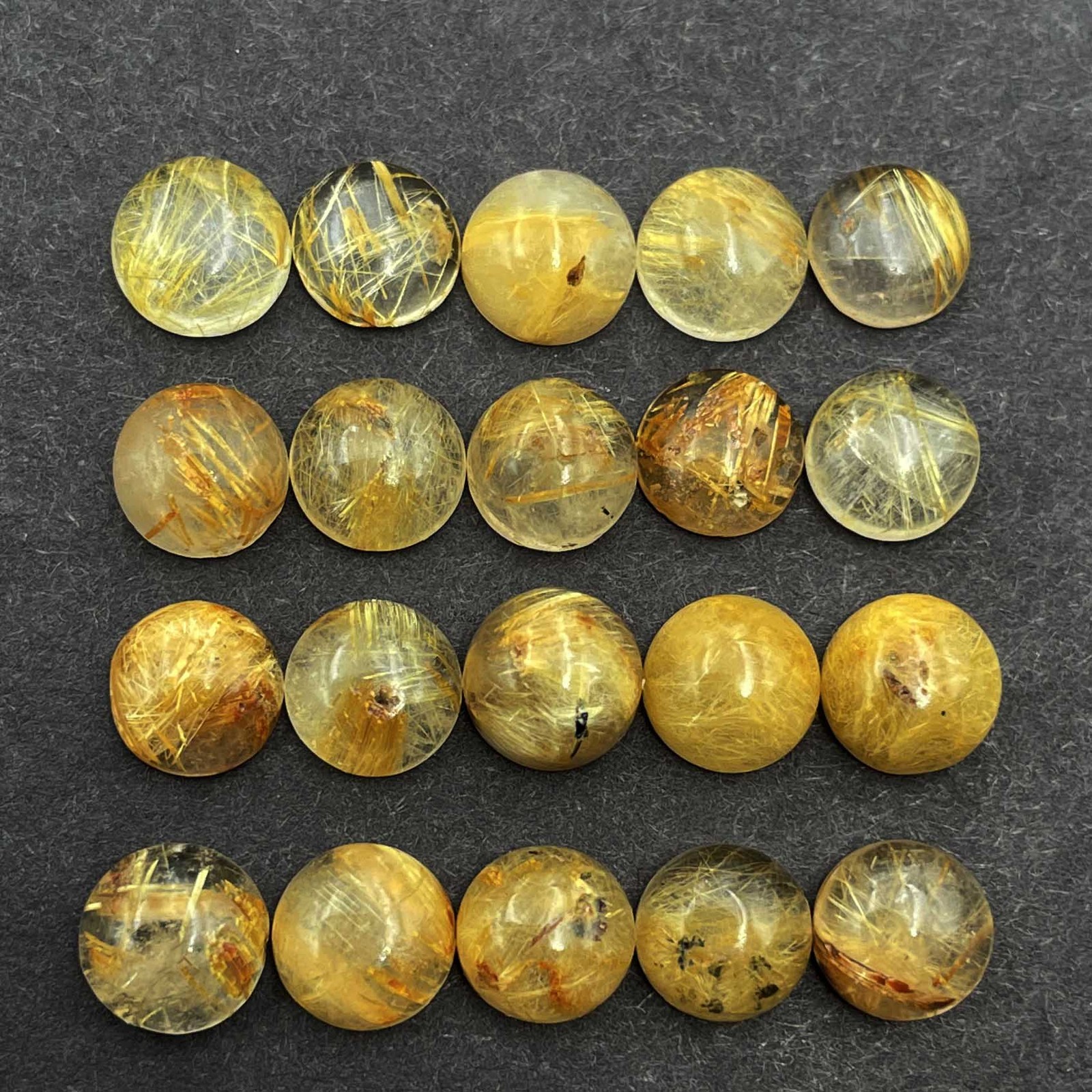 Natural Golden Rutile Quartz Round Cabochon Gemstone Lot 7 MM 100 CT 70 Pcs